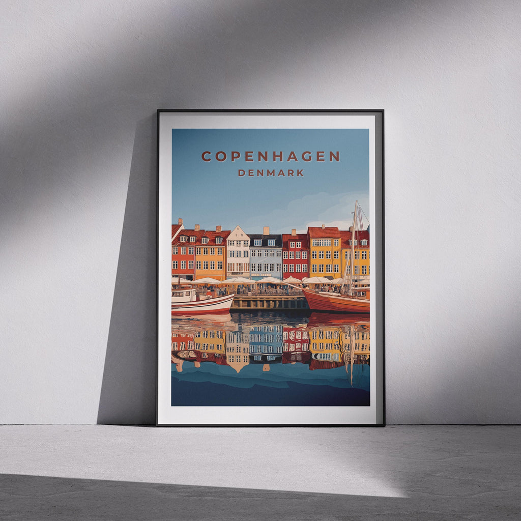 Copenhagen Nyhavn Print: Vintage Denmark Travel Poster