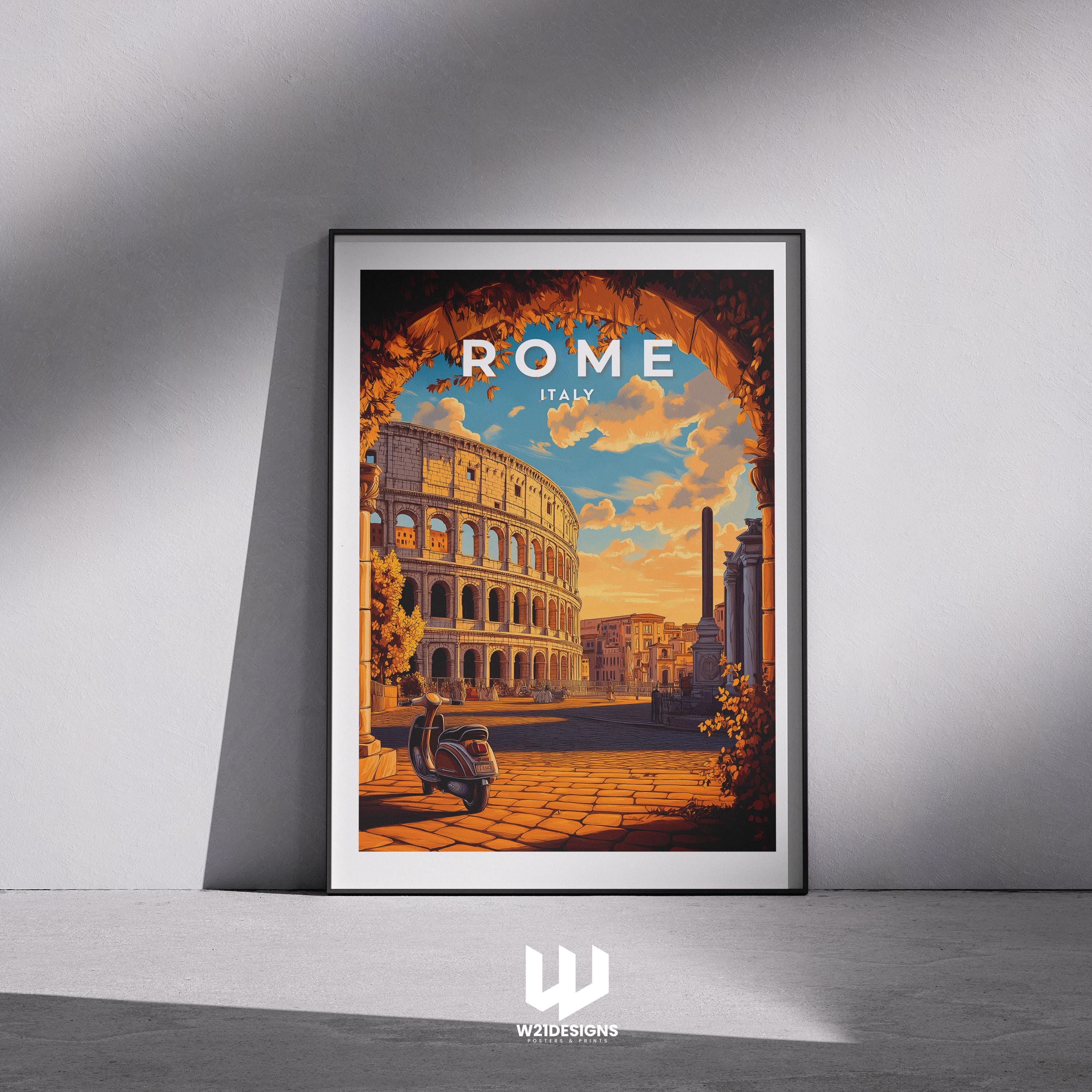 Rome Colosseum Print: Vintage Italy Travel Poster
