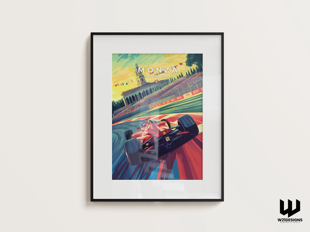 Monza Grand Prix Poster: Ferrari F1 Racing Art Print
