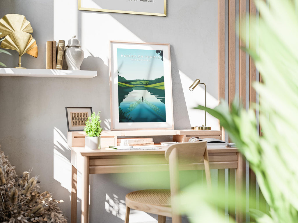 Henley-on-Thames Rowing Print: Minimalist River Thames Travel Poster