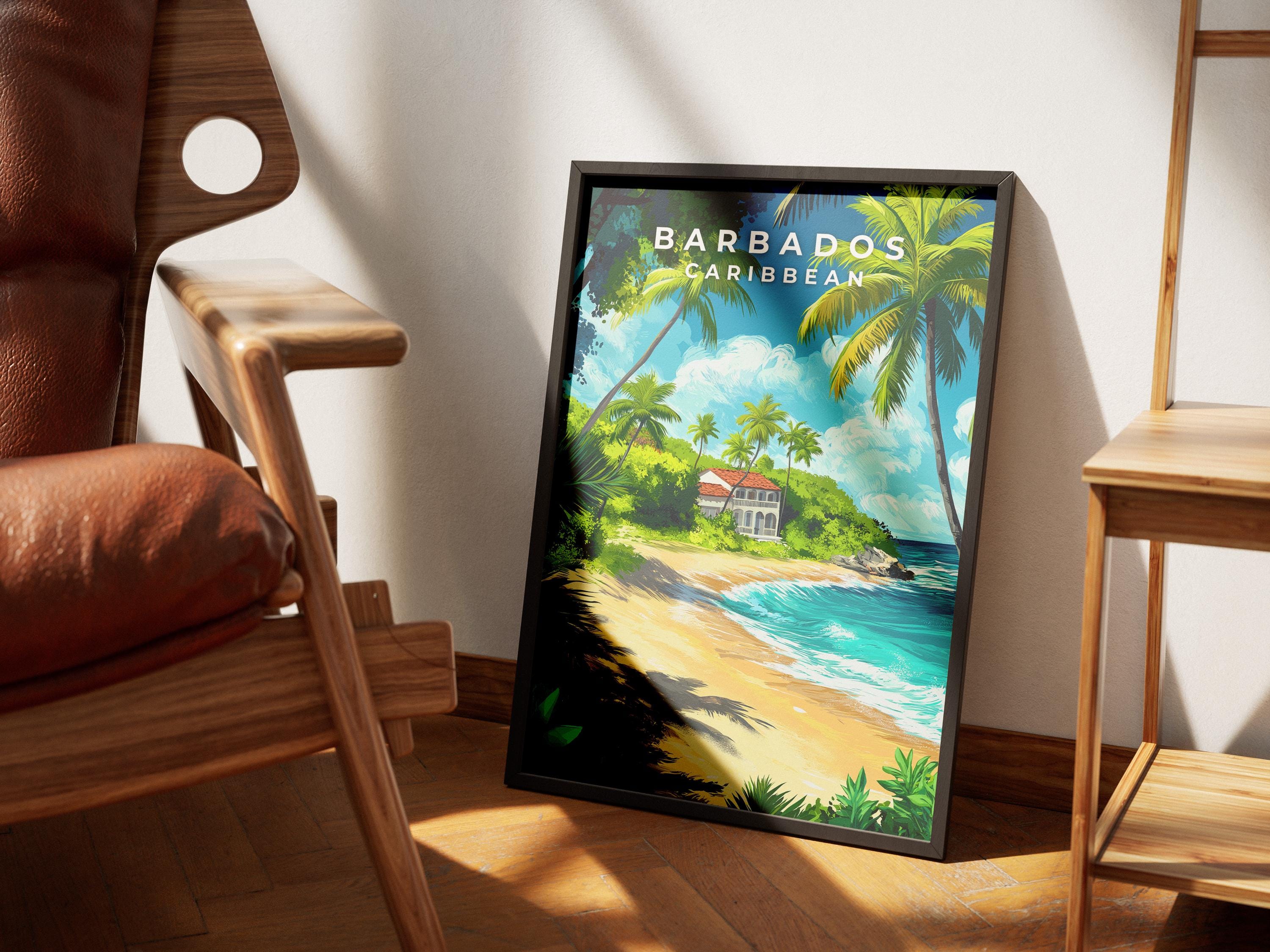 Barbados Travel Poster: Vintage Caribbean Beach Print