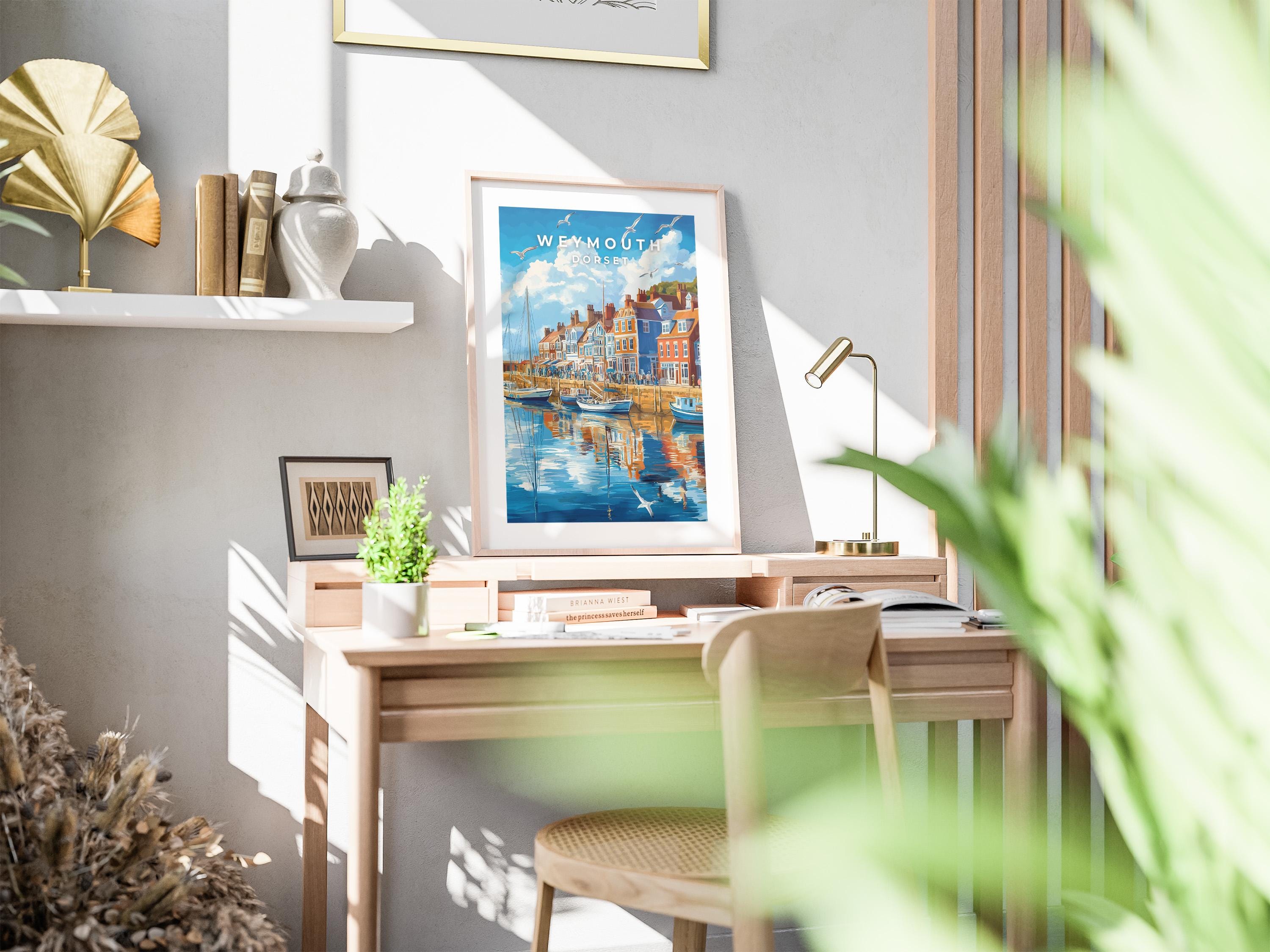 Weymouth Harbour Print: Vintage Coastal Travel Poster