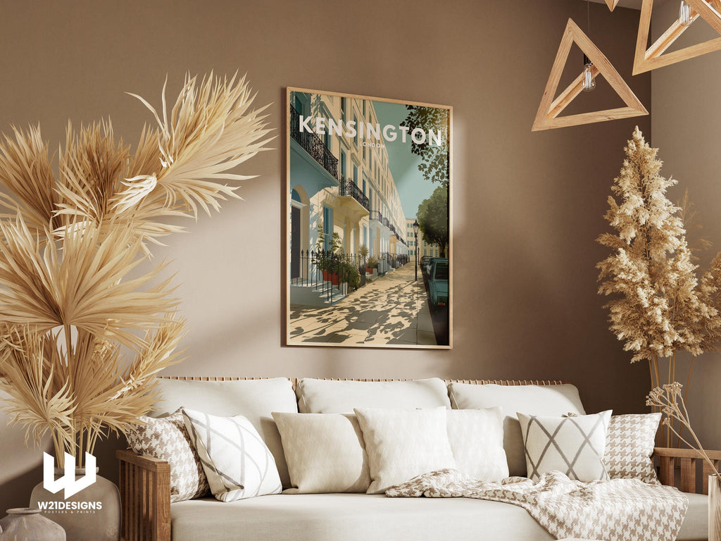Kensington London Travel Poster | Elegant Townhouse Wall Art | Minimal Vintage Print