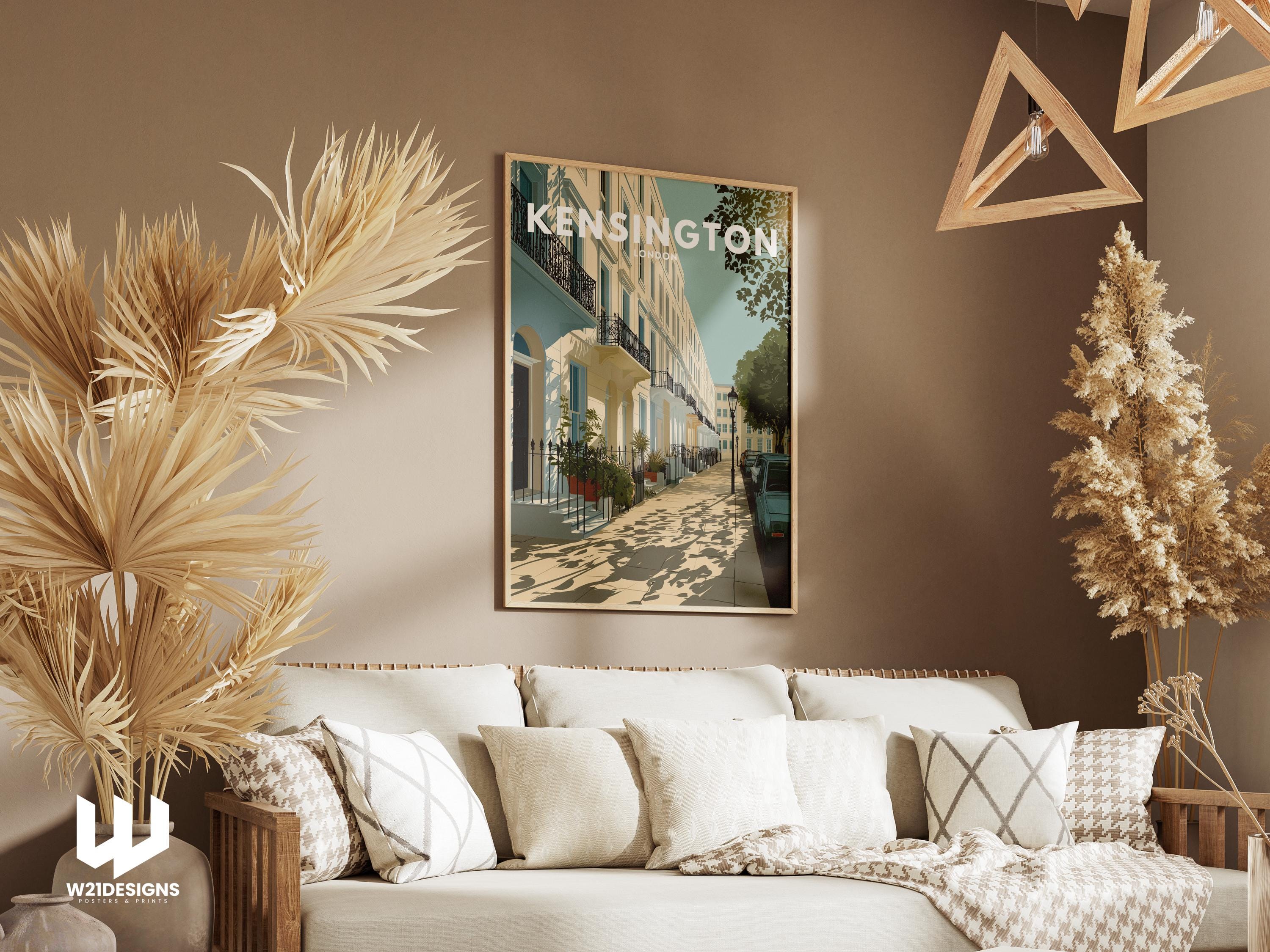 Kensington London Travel Poster | Elegant Townhouse Wall Art | Minimal Vintage Print