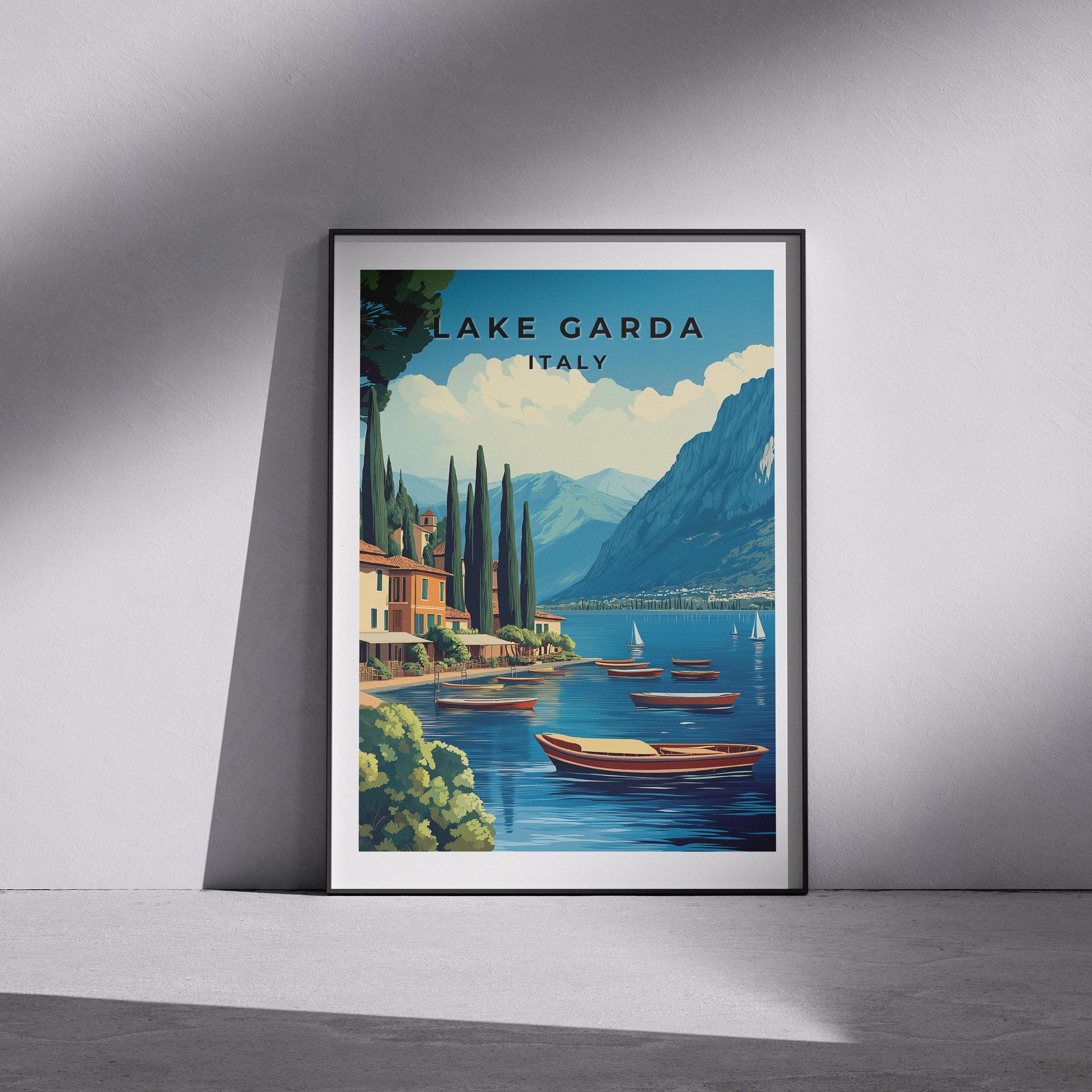 Lake Garda Vintage Travel Poster: Italy Scenic Wall Art