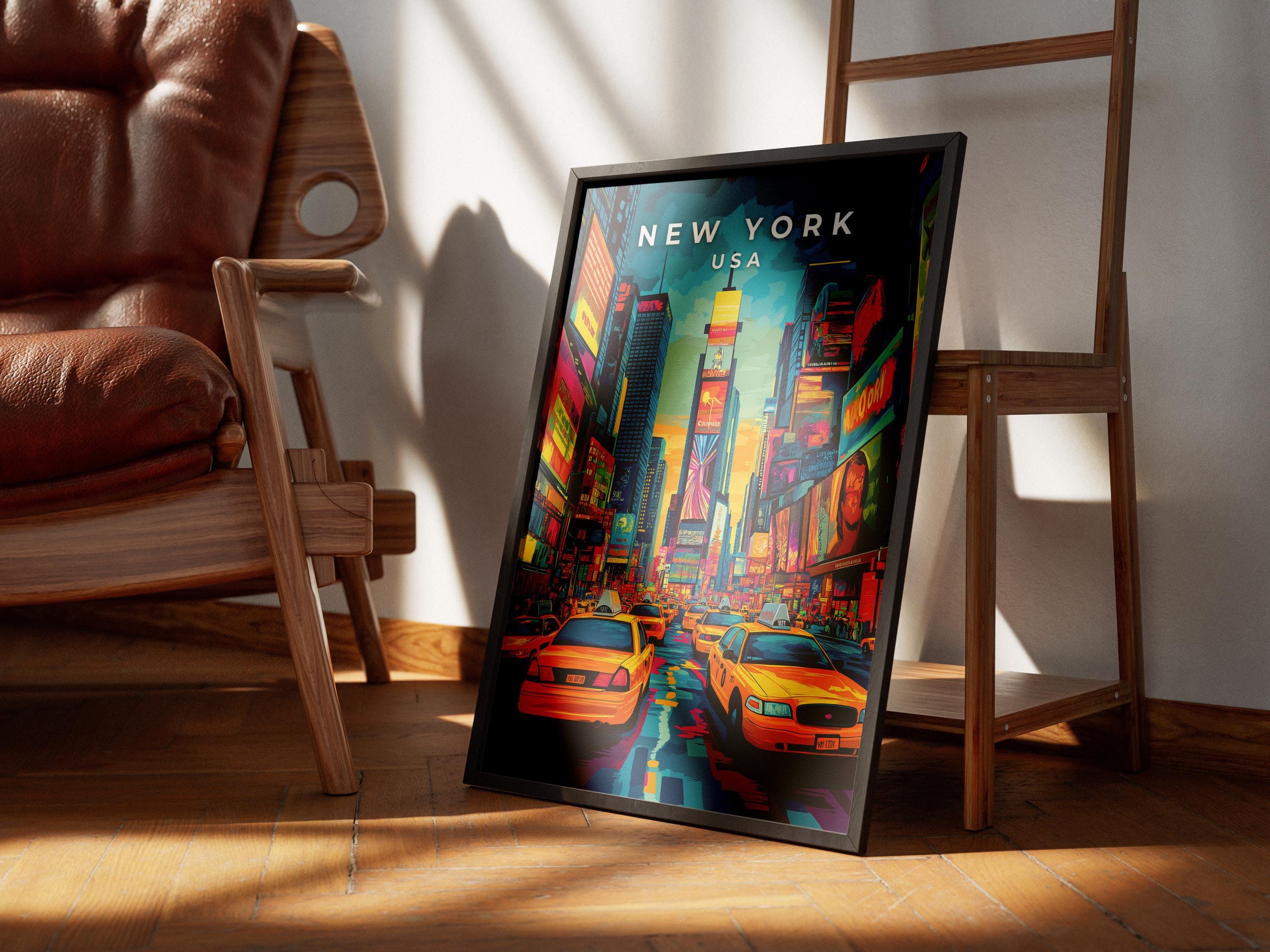 Times Square New York Travel Poster: Vintage-Style Cityscape Print