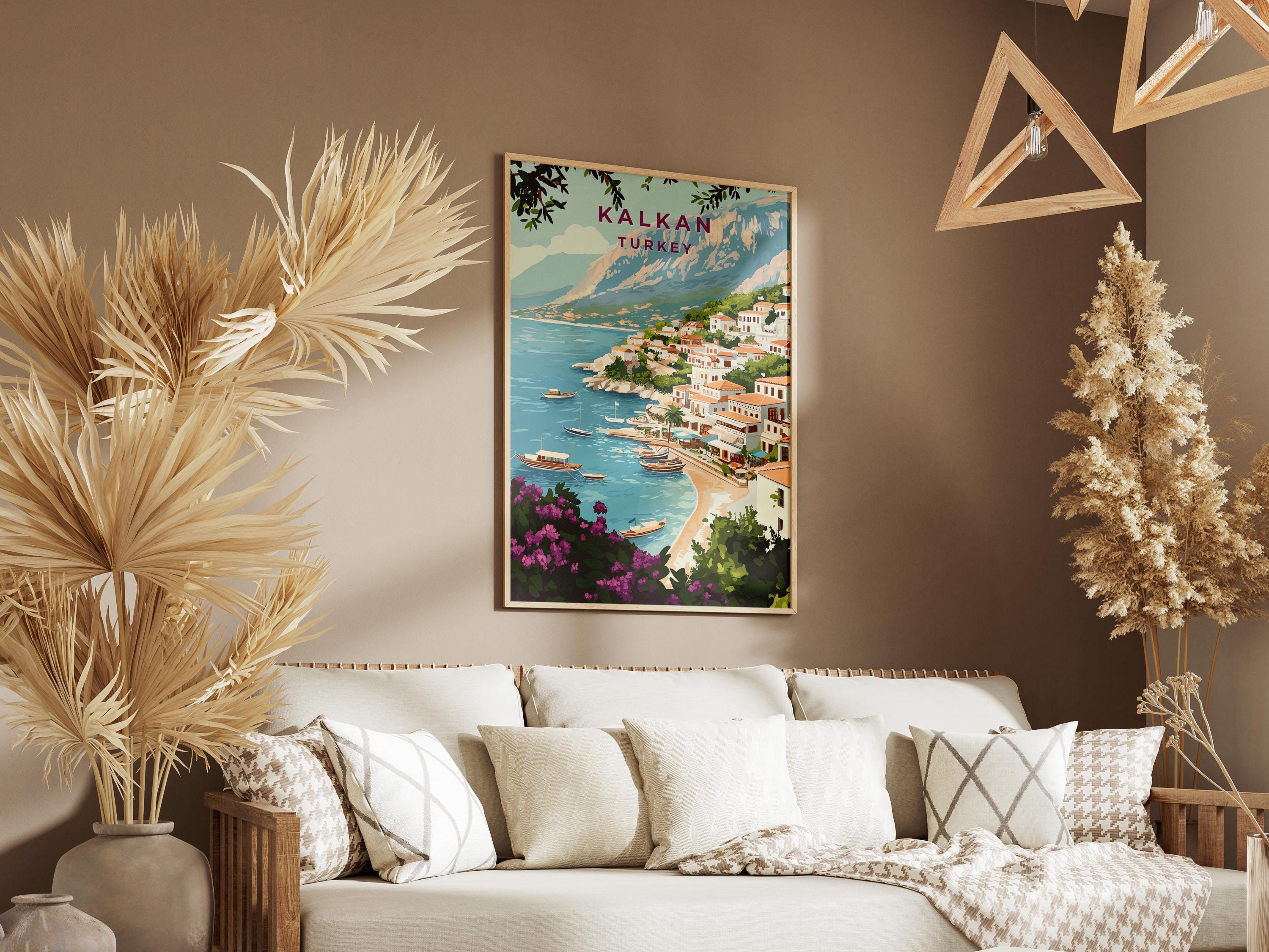 Kalkan Turkey Travel Poster: Vintage Turkish Riviera Art