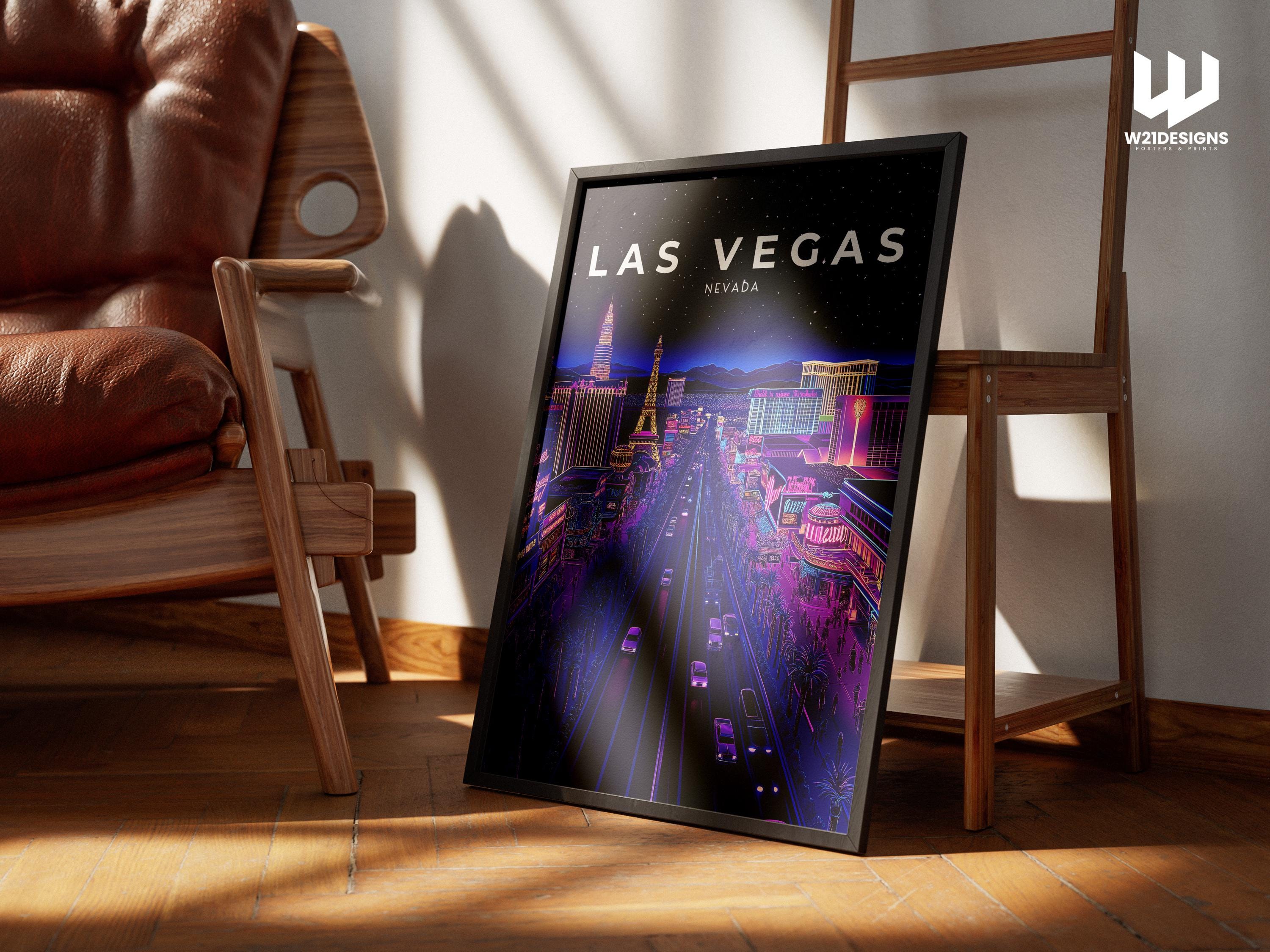 Las Vegas Travel Print - Neon City Wall Art, Nevada Poster, Las Vegas Strip Artwork, USA Travel Decor, Vibrant Nightscape, Personalised Gift