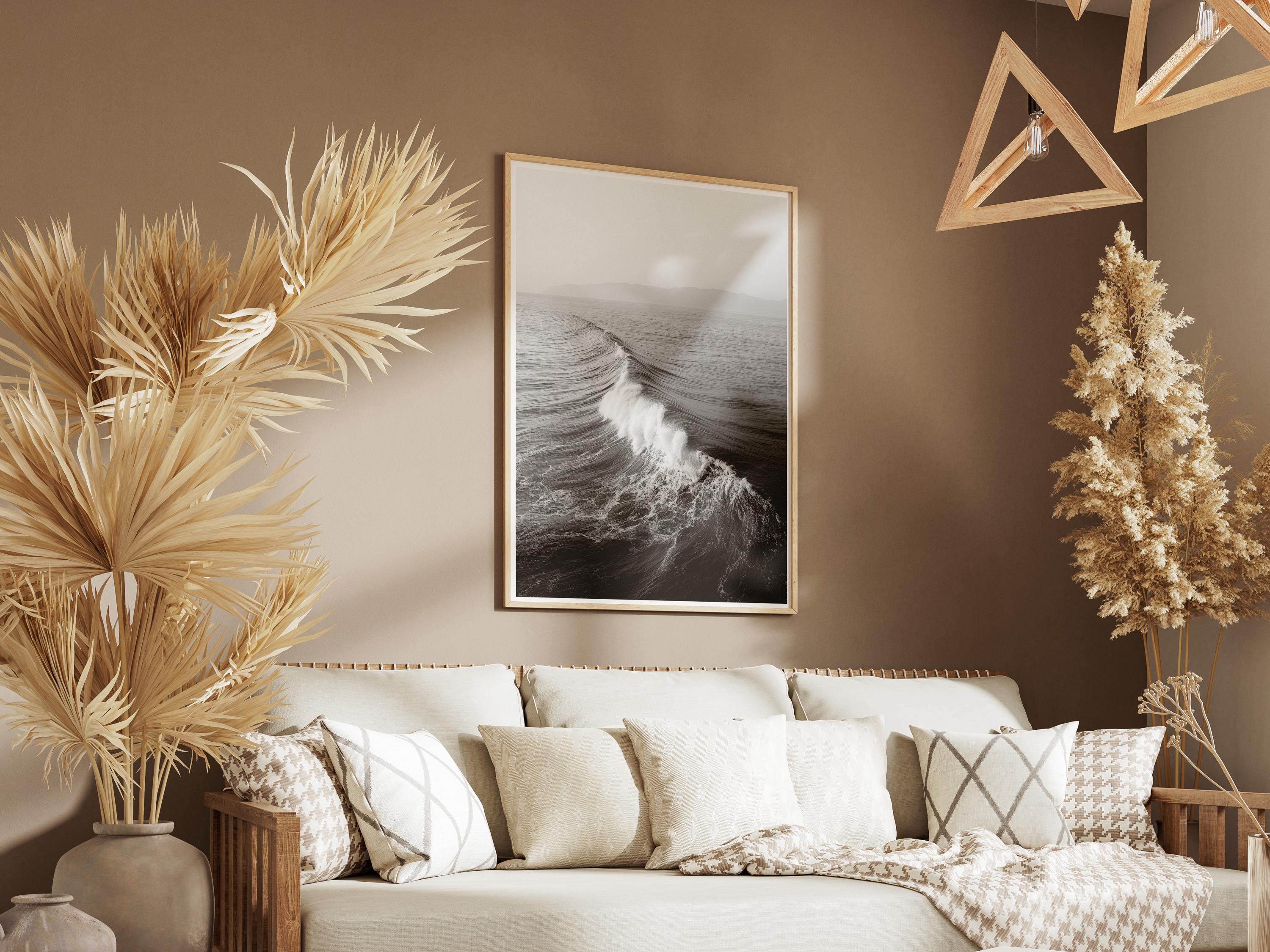 Black and White Ocean Wave Print: Minimalist Coastal Photography