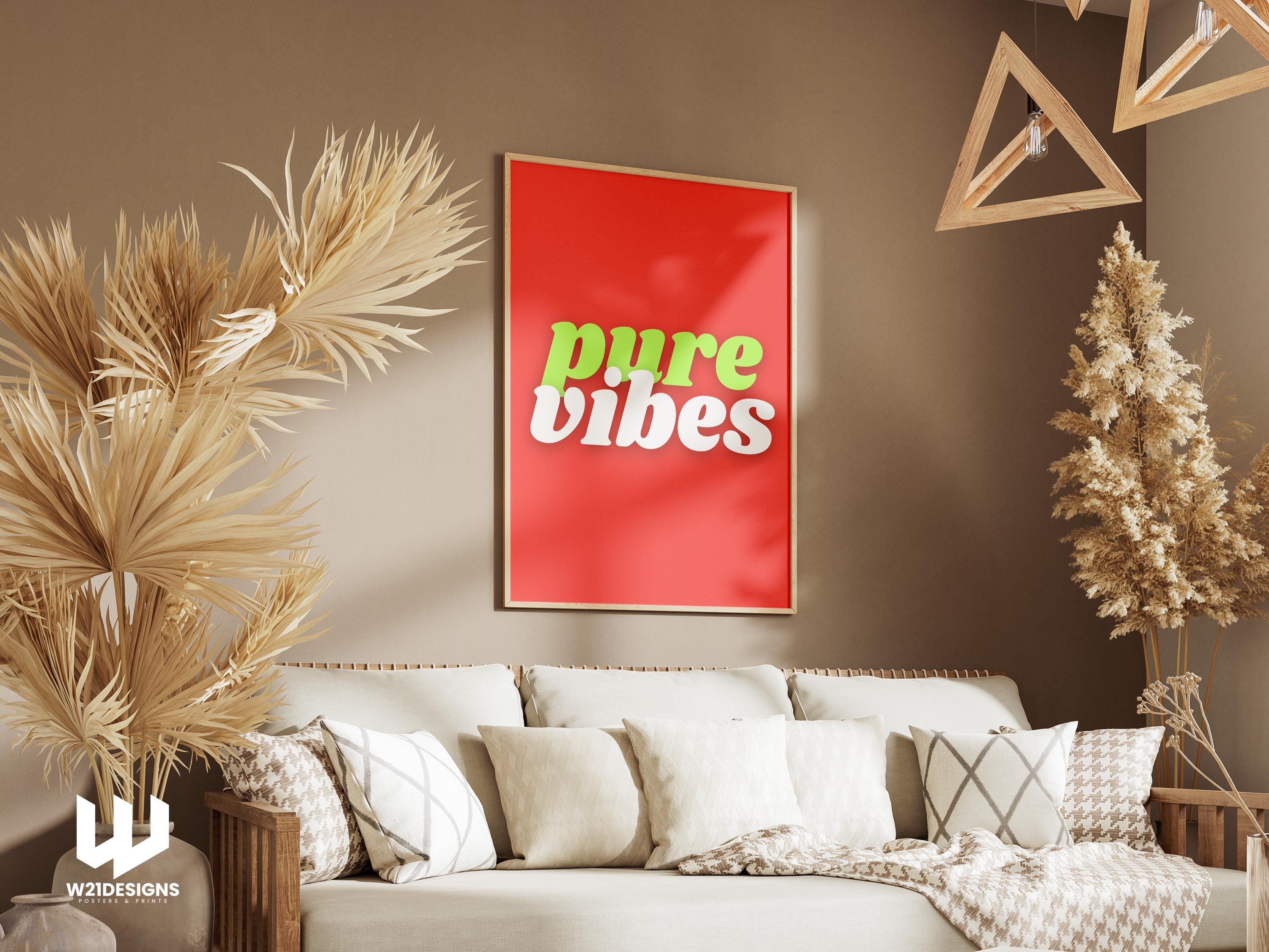 Pure Vibes Print: Retro Y2K Neon Wall Art
