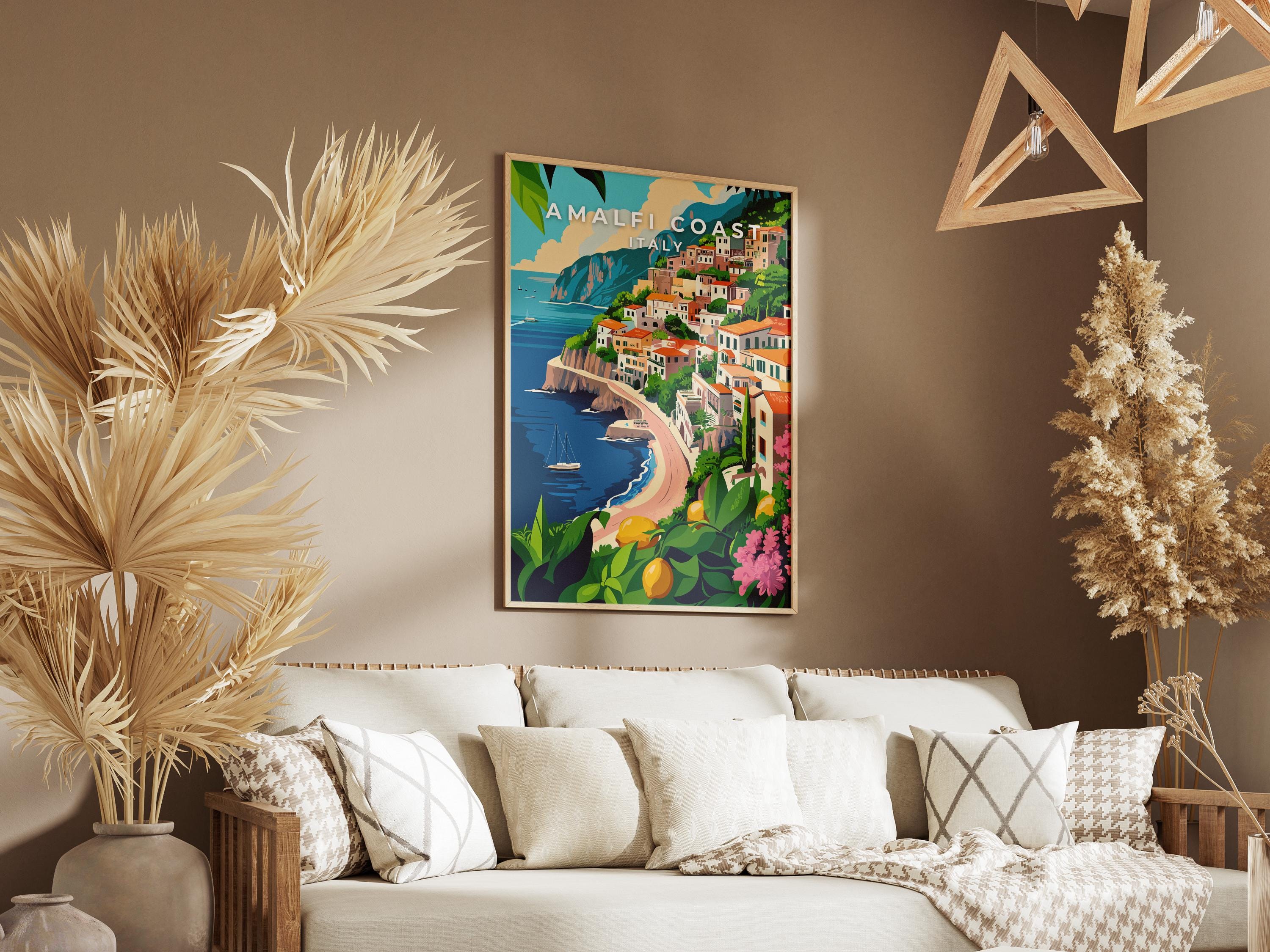 Amalfi Coast Vintage Travel Poster: Italian Coastal Art Print