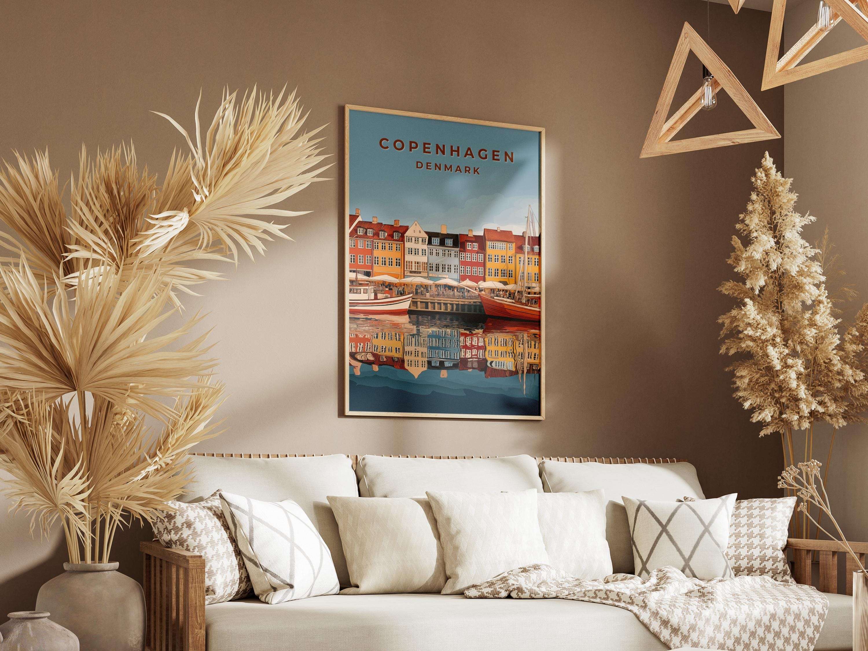 Copenhagen Nyhavn Print: Vintage Denmark Travel Poster