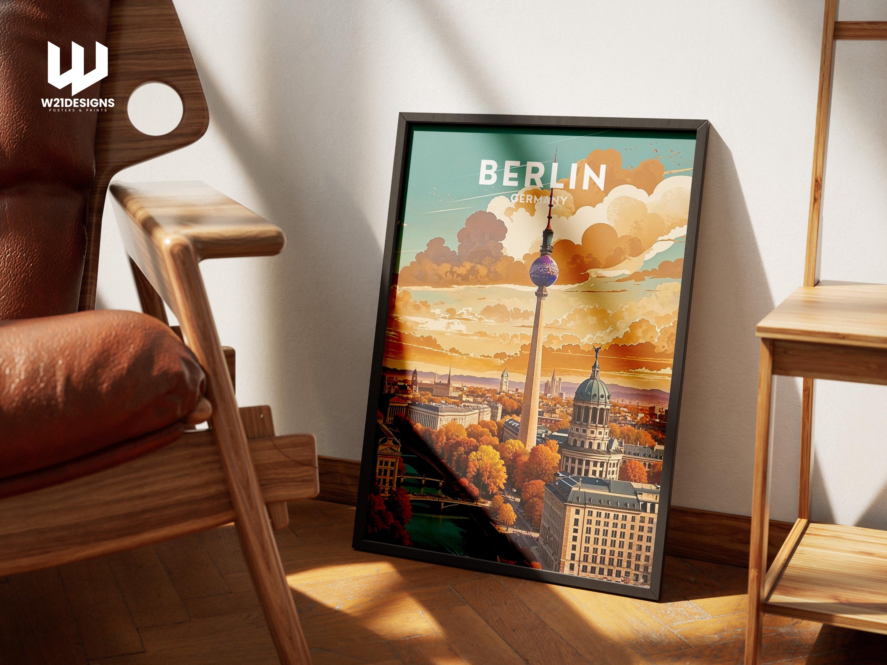 Berlin Cityscape Art Print: Modern Germany Travel Poster