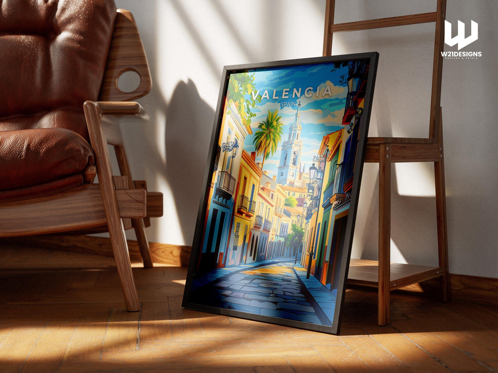 Valencia Old Town Print: Spain Travel Poster, Mediterranean Art