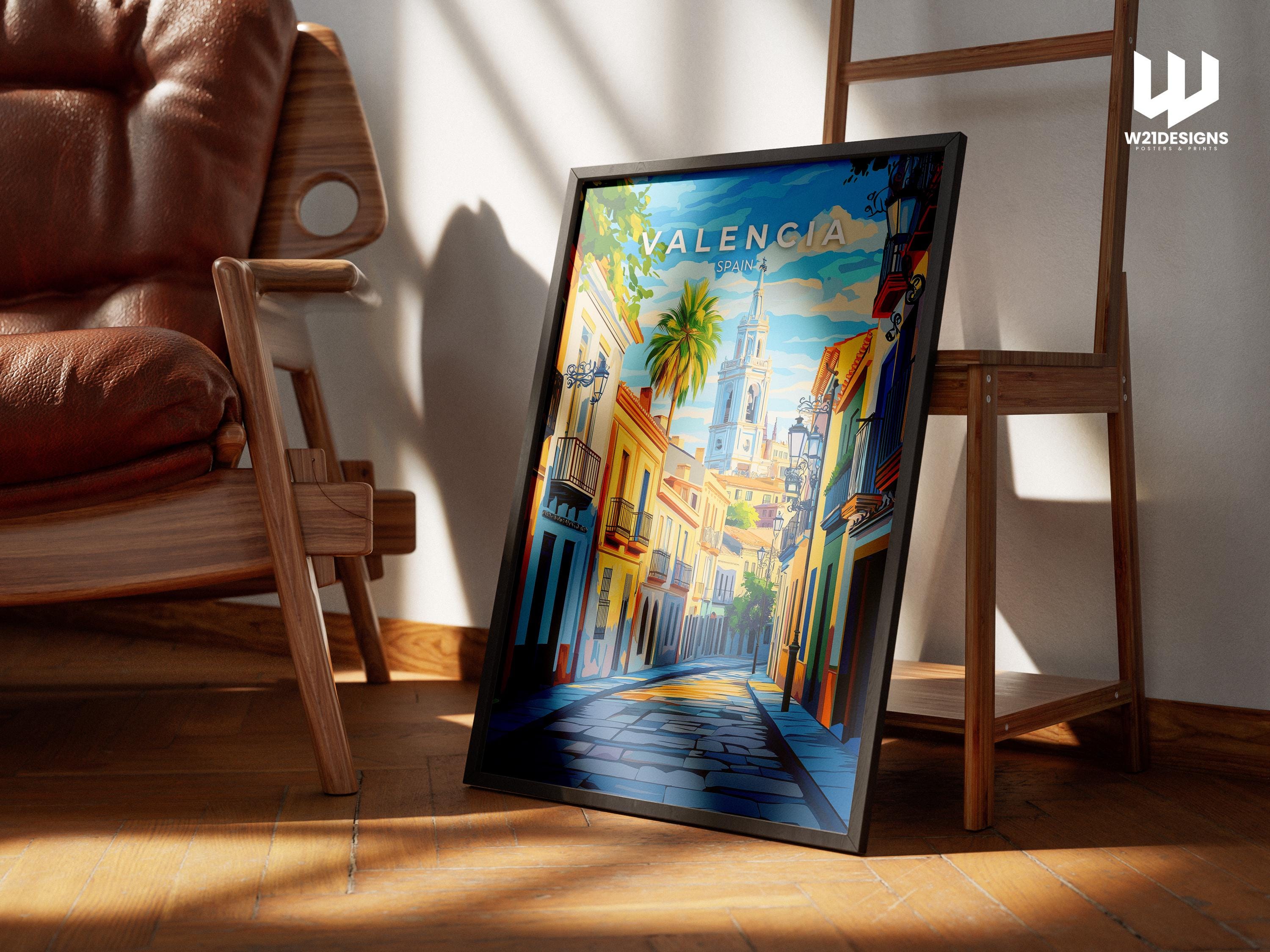 Valencia Old Town Print: Spain Travel Poster, Mediterranean Art