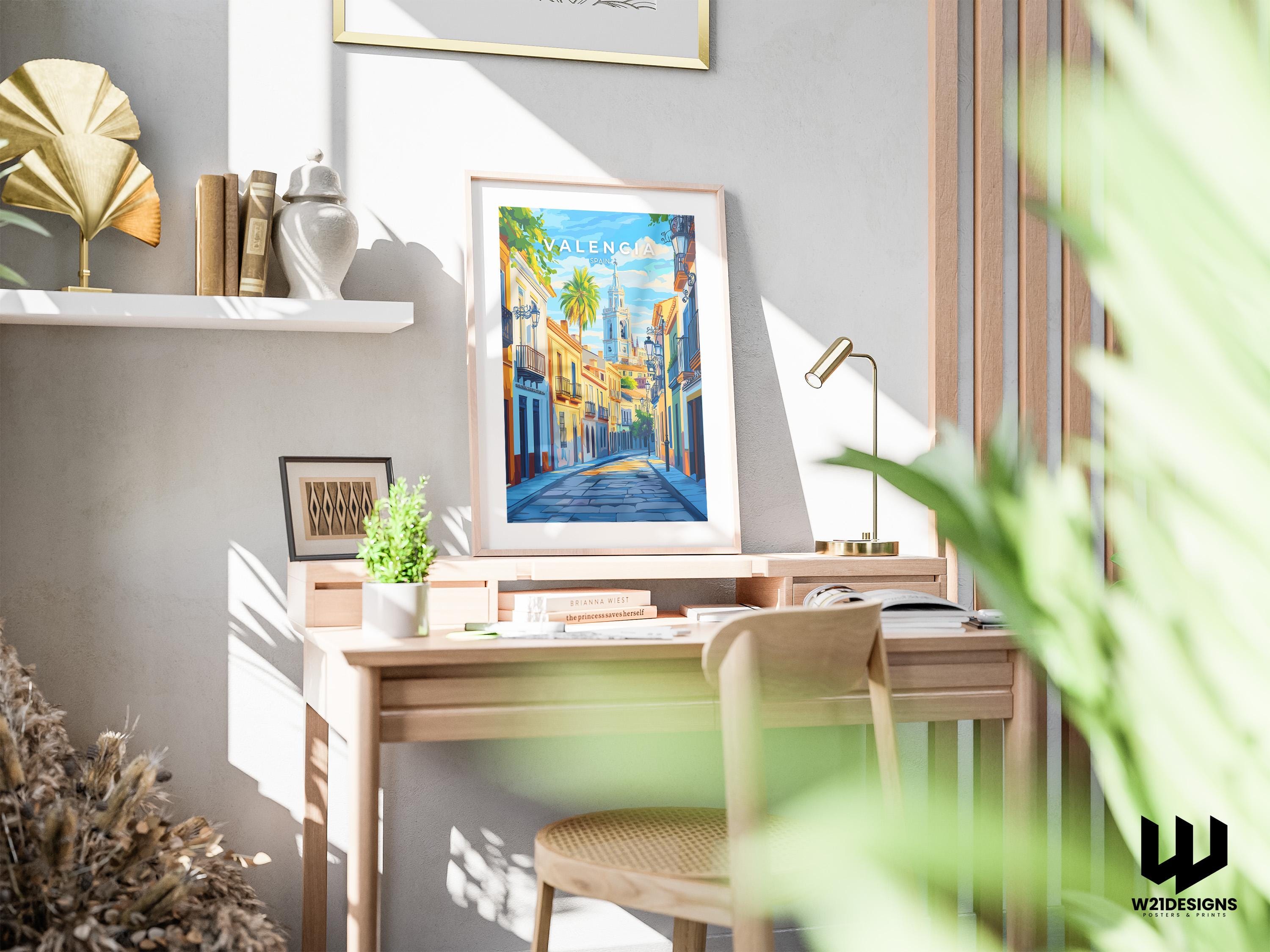 Valencia Old Town Print: Spain Travel Poster, Mediterranean Art