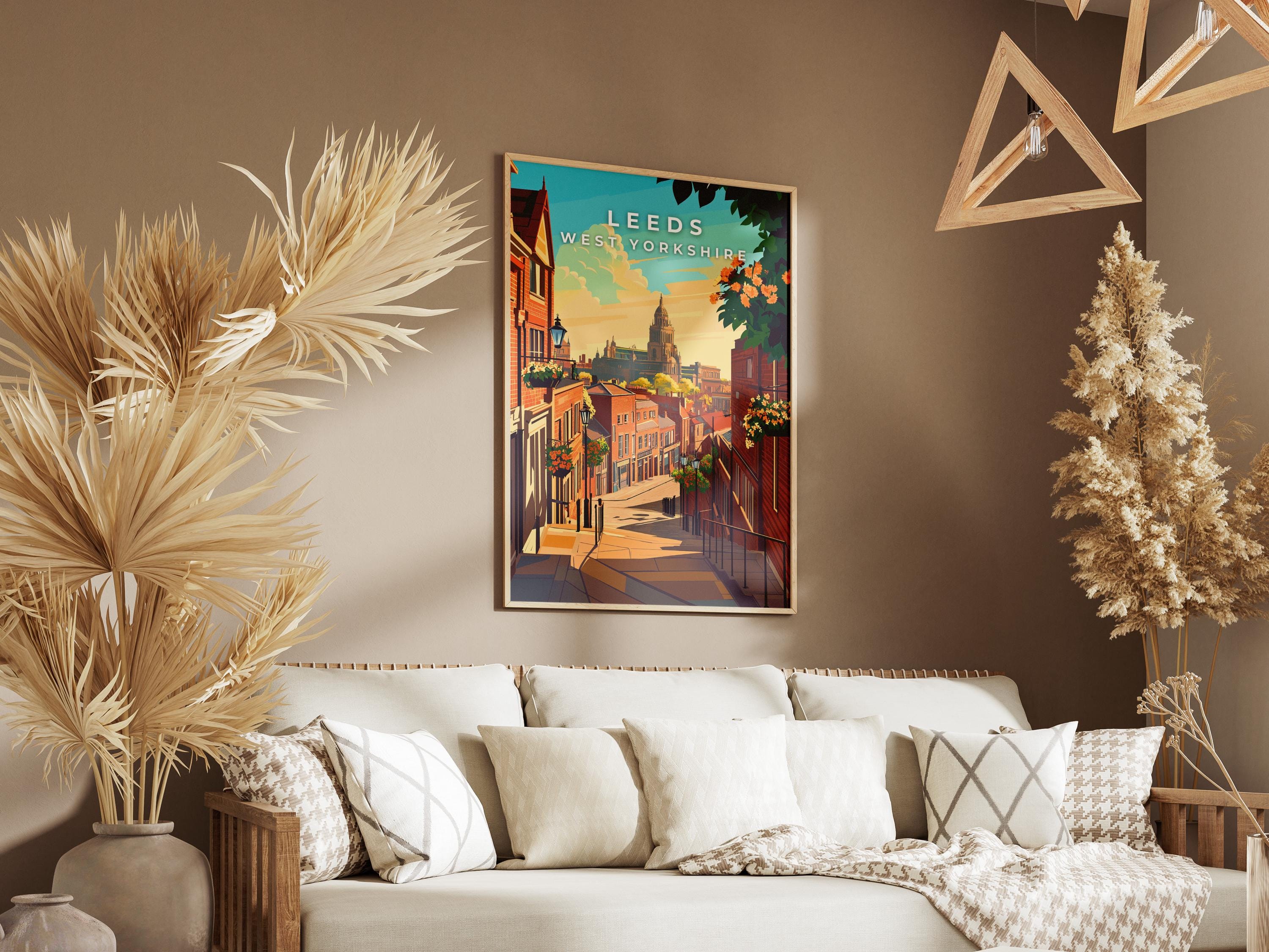 Leeds Travel Poster: Vintage UK Cityscape Art Print