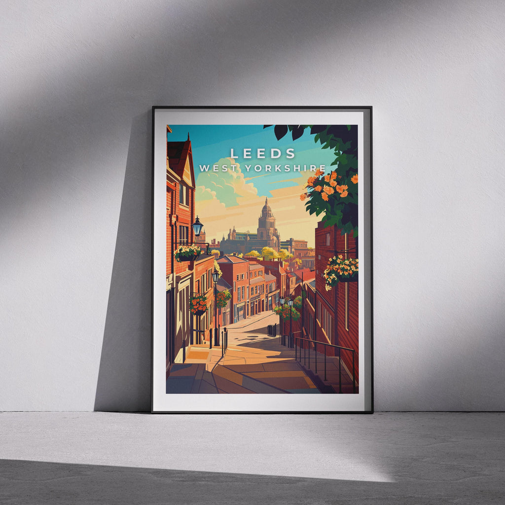 Leeds Travel Poster: Vintage UK Cityscape Art Print