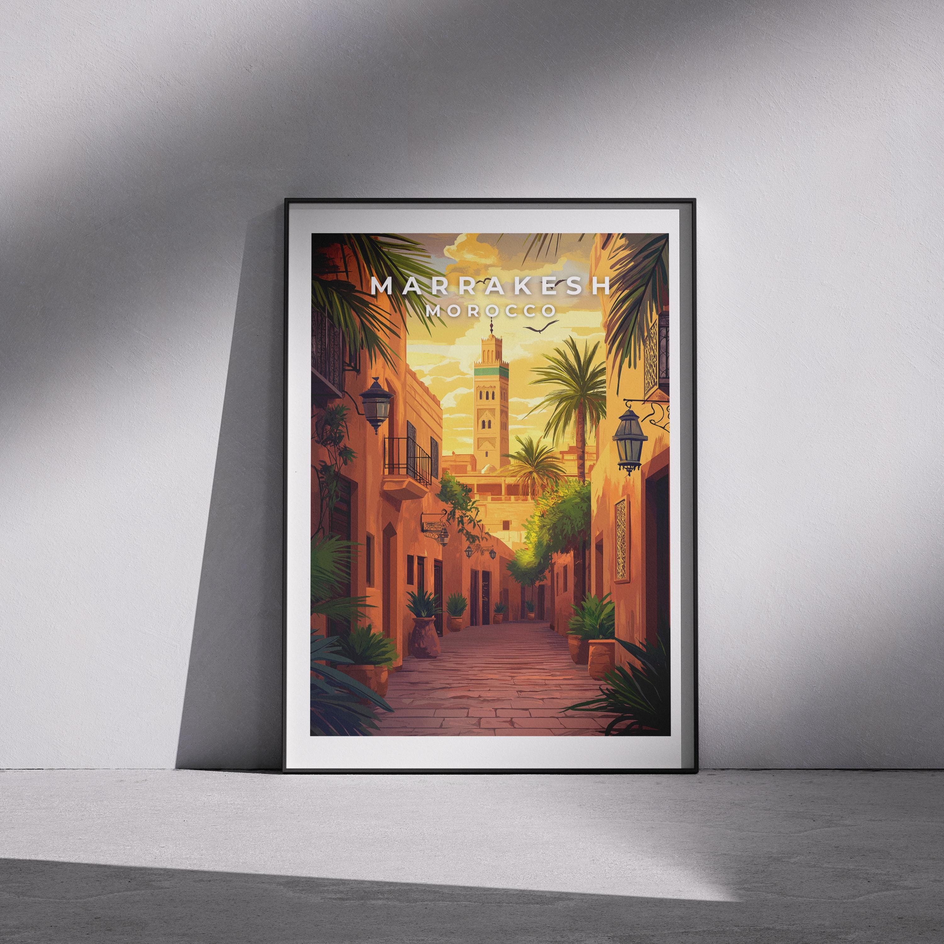 Marrakesh Travel Poster: Vintage Morocco Wall Art