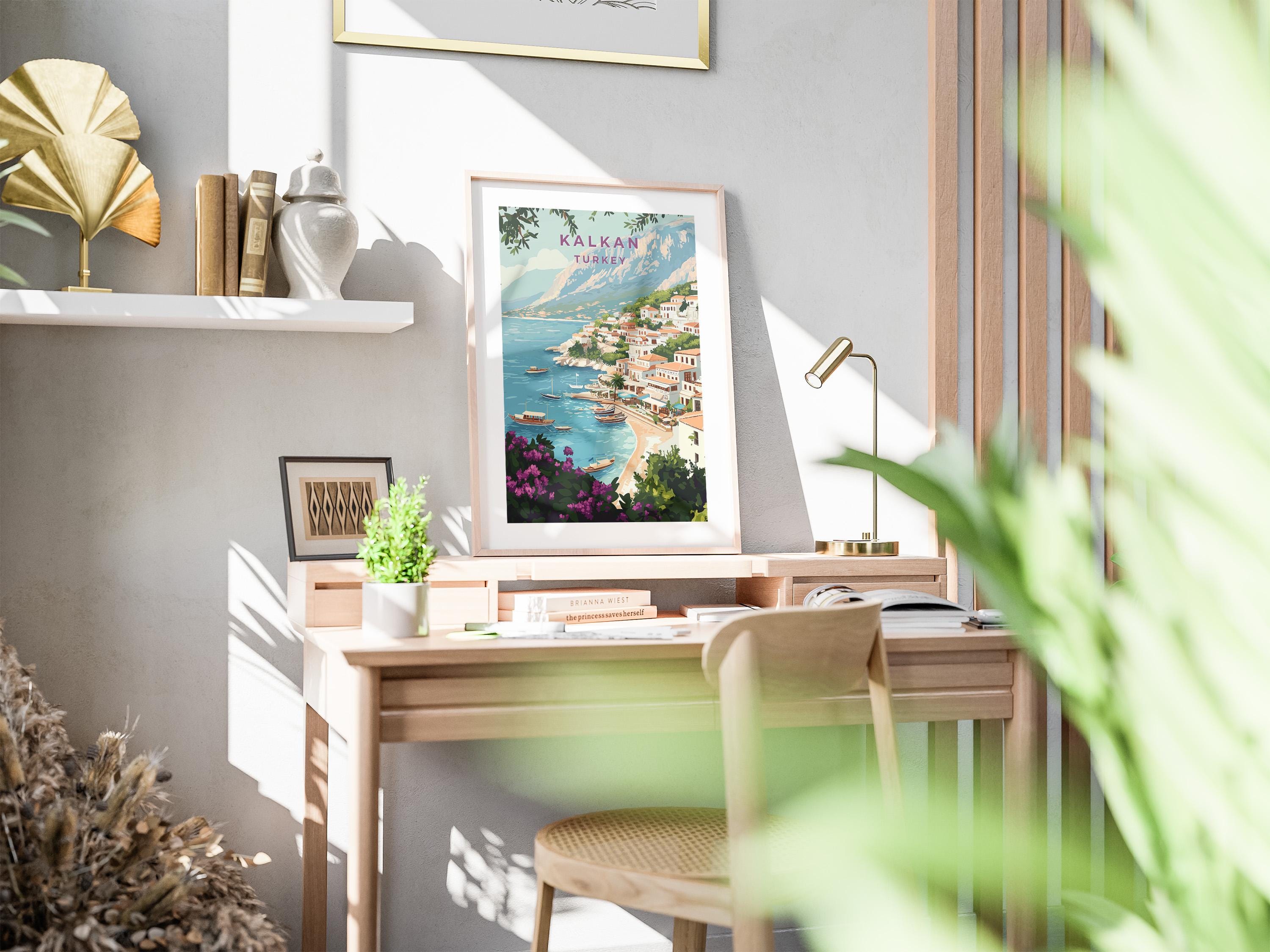 Kalkan Turkey Travel Poster: Vintage Turkish Riviera Art