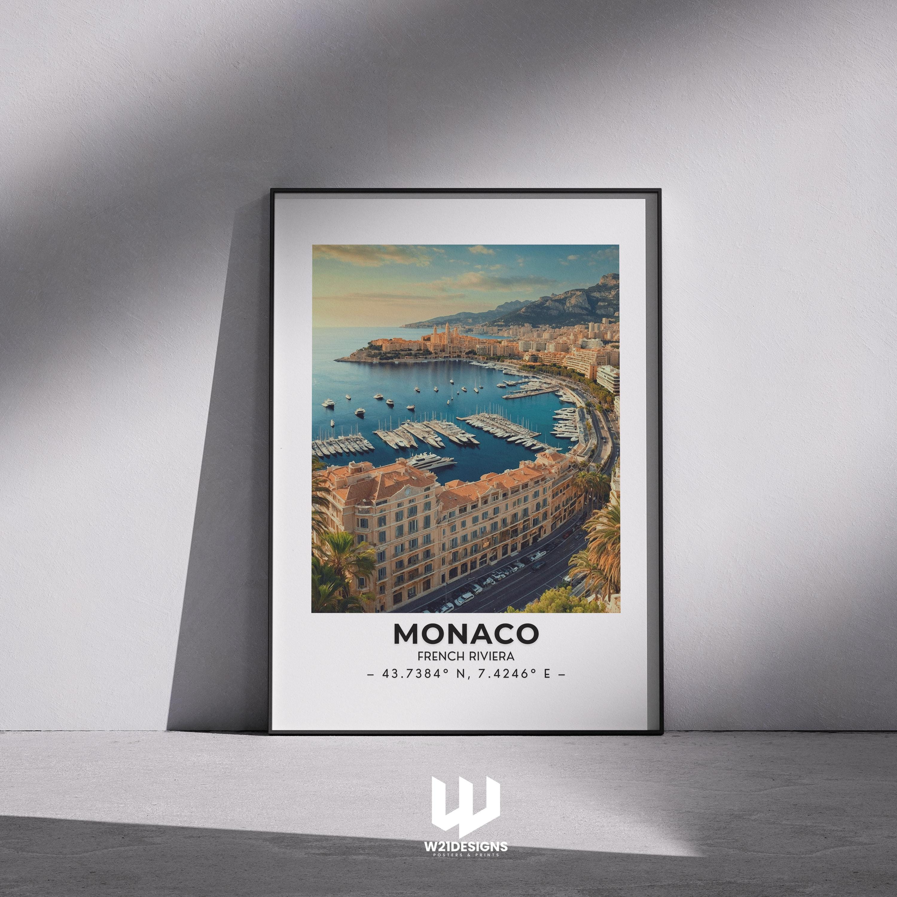 Monaco Travel Poster: French Riviera Yacht Harbor Art