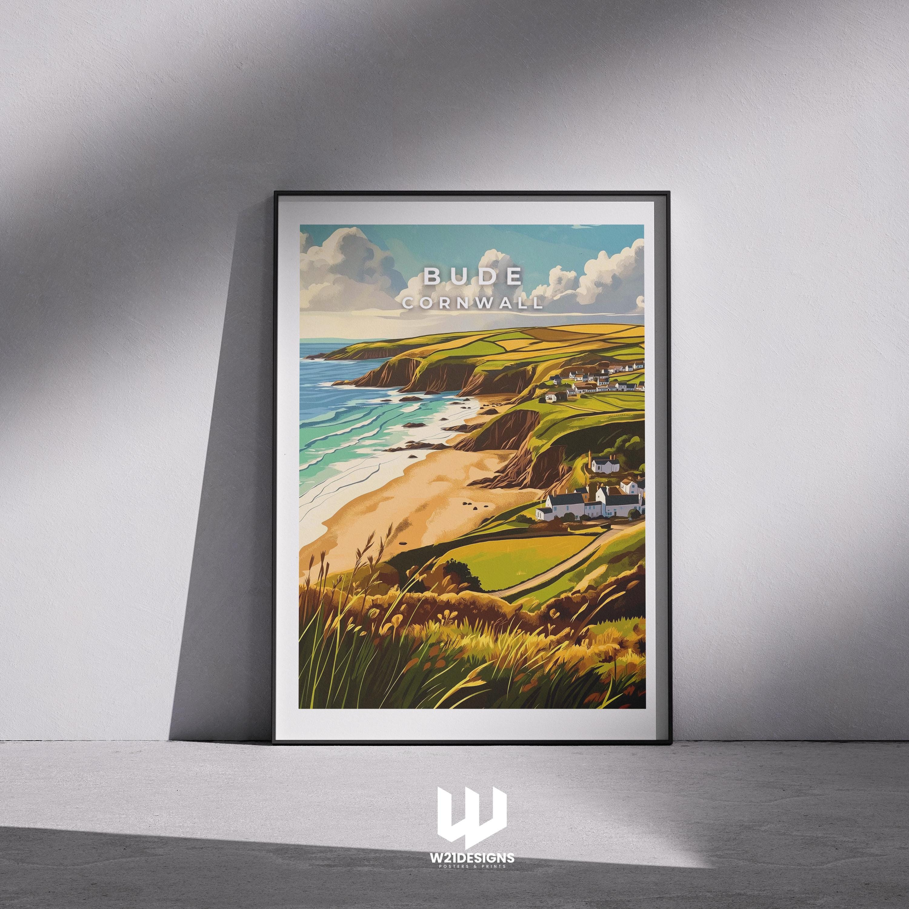 Bude Cornwall Travel Poster: Vintage Seaside Art