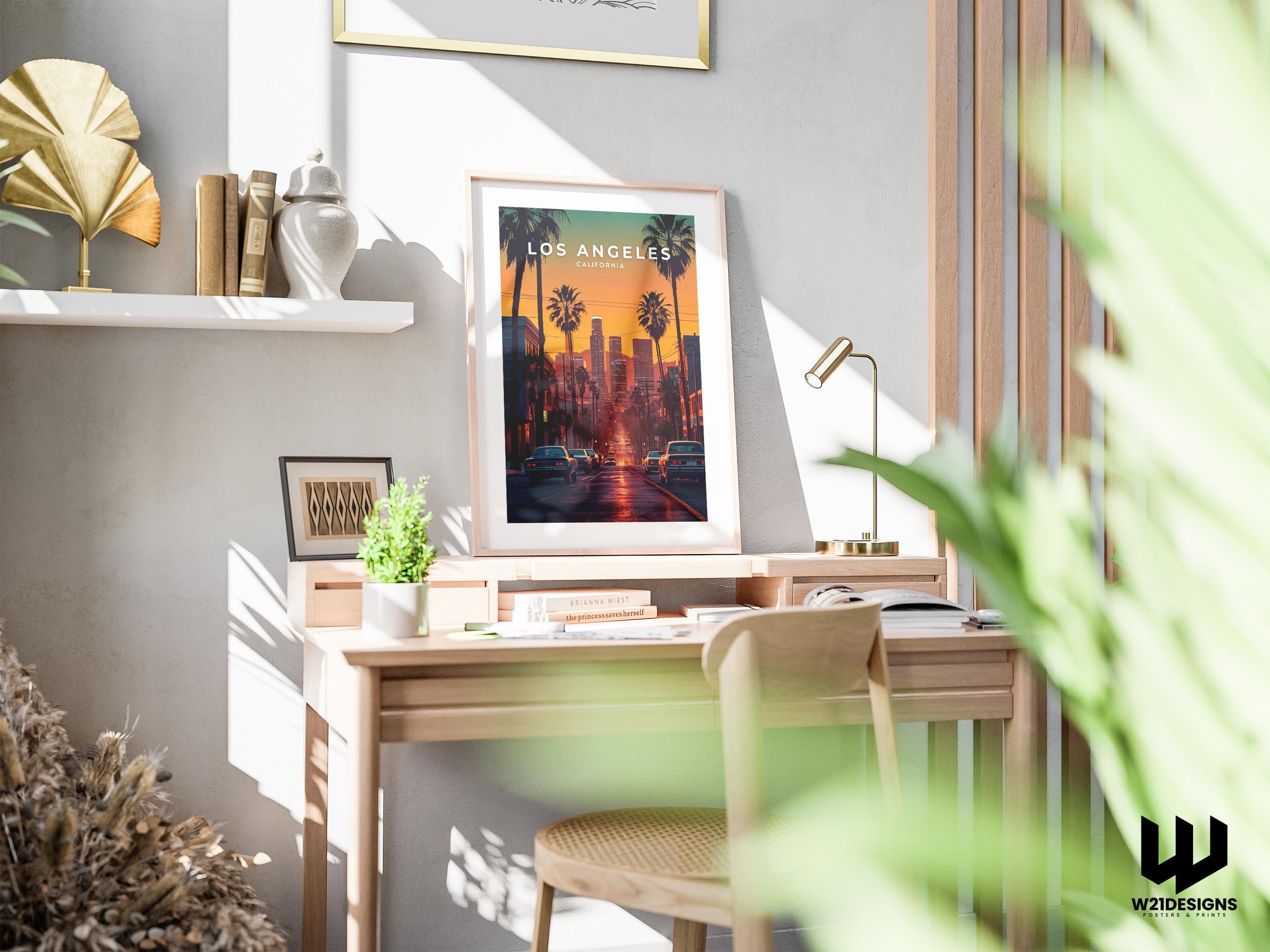 Los Angeles Travel Poster: Vintage LA Skyline Art Print