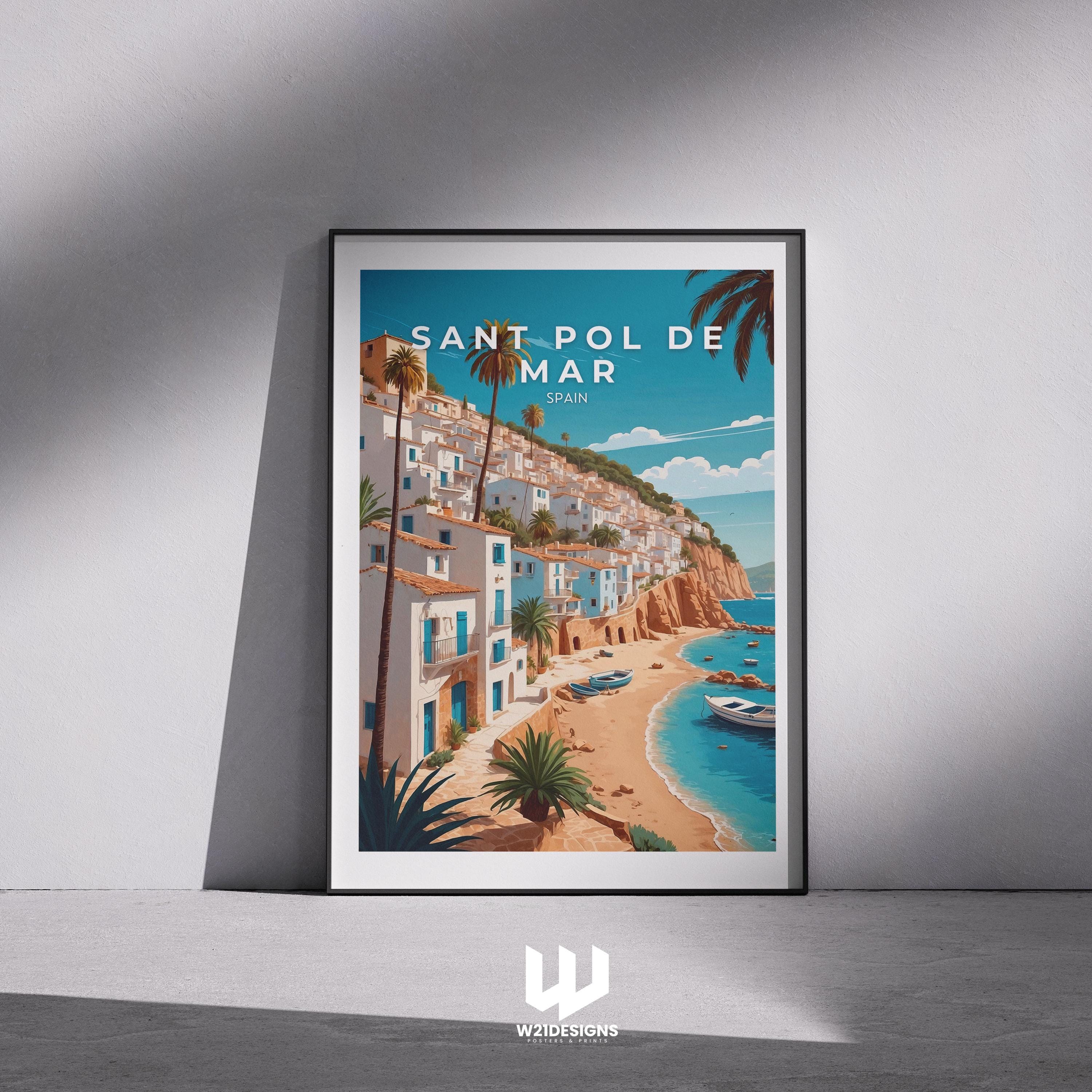 Sant Pol de Mar Print: Colorful Spain Travel Poster