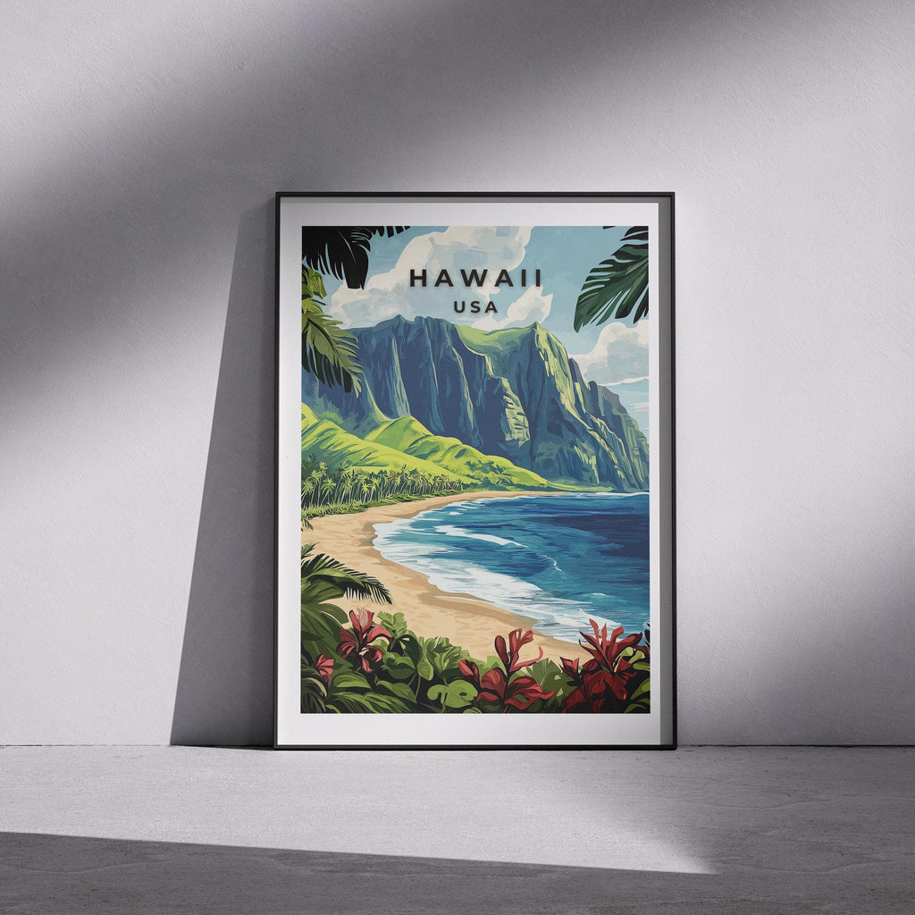 Hawaii Travel Poster: Vintage Tropical Beach Art Print