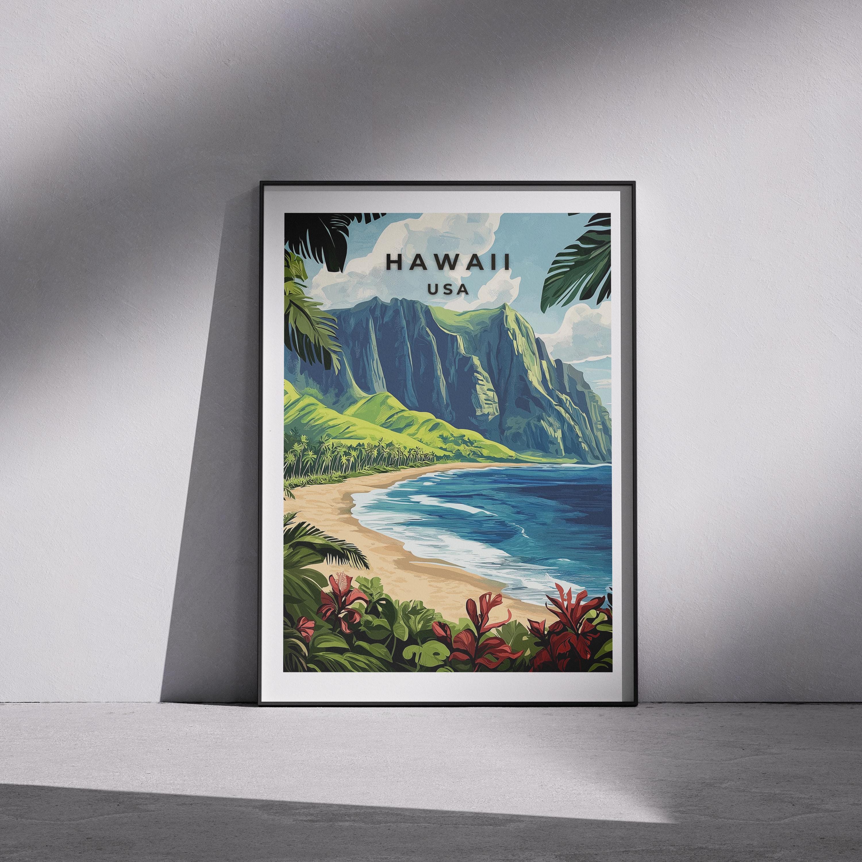 Hawaii Travel Poster: Vintage Tropical Beach Art Print