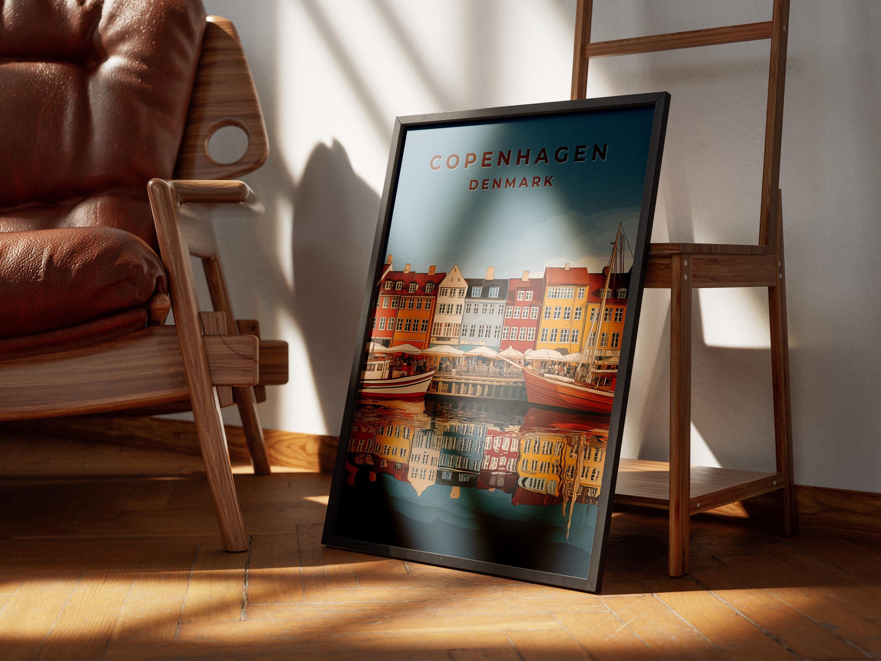 Copenhagen Nyhavn Print: Vintage Denmark Travel Poster