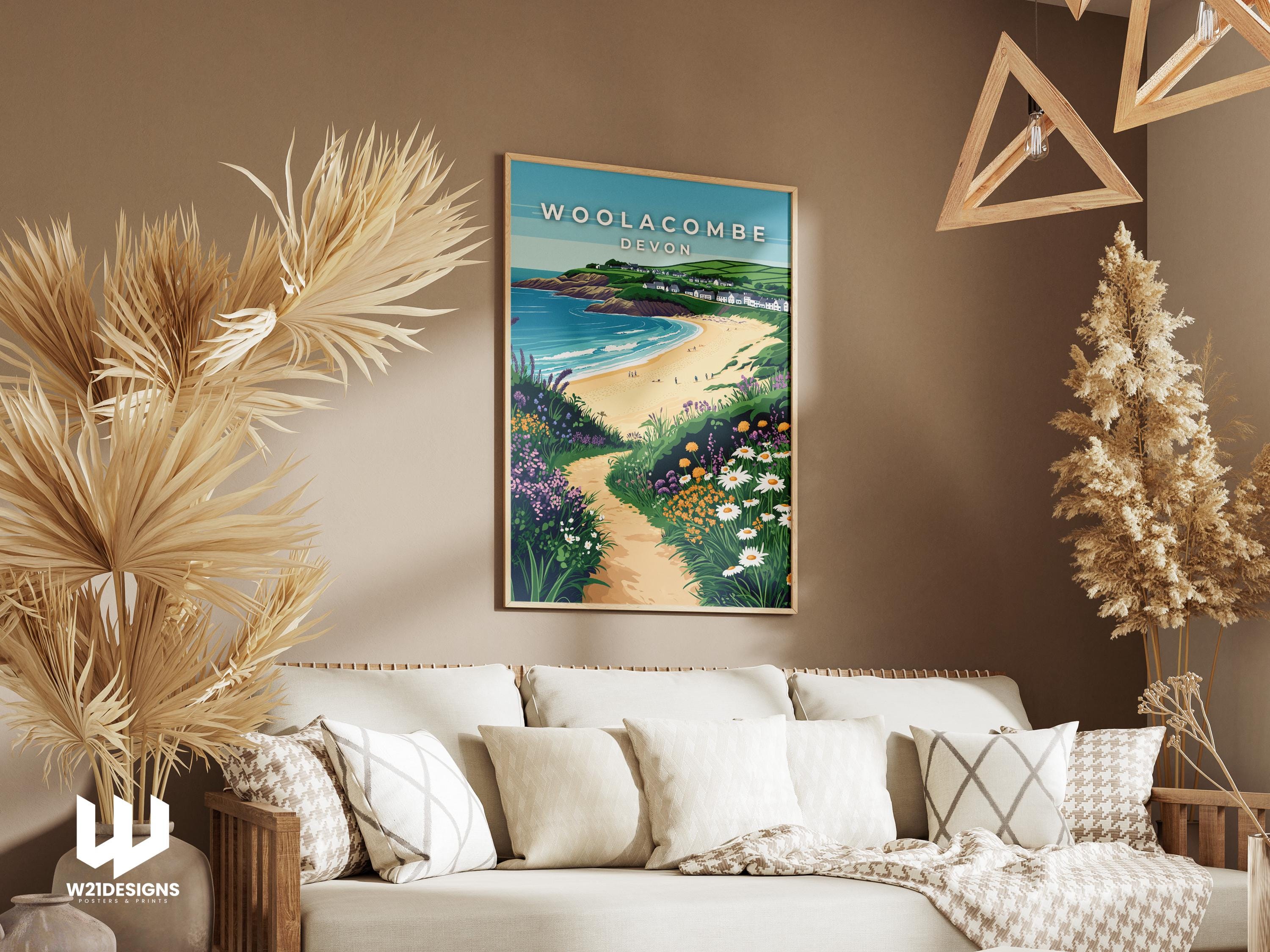 Woolacombe Travel Poster: Vintage Devon Seaside Art Print