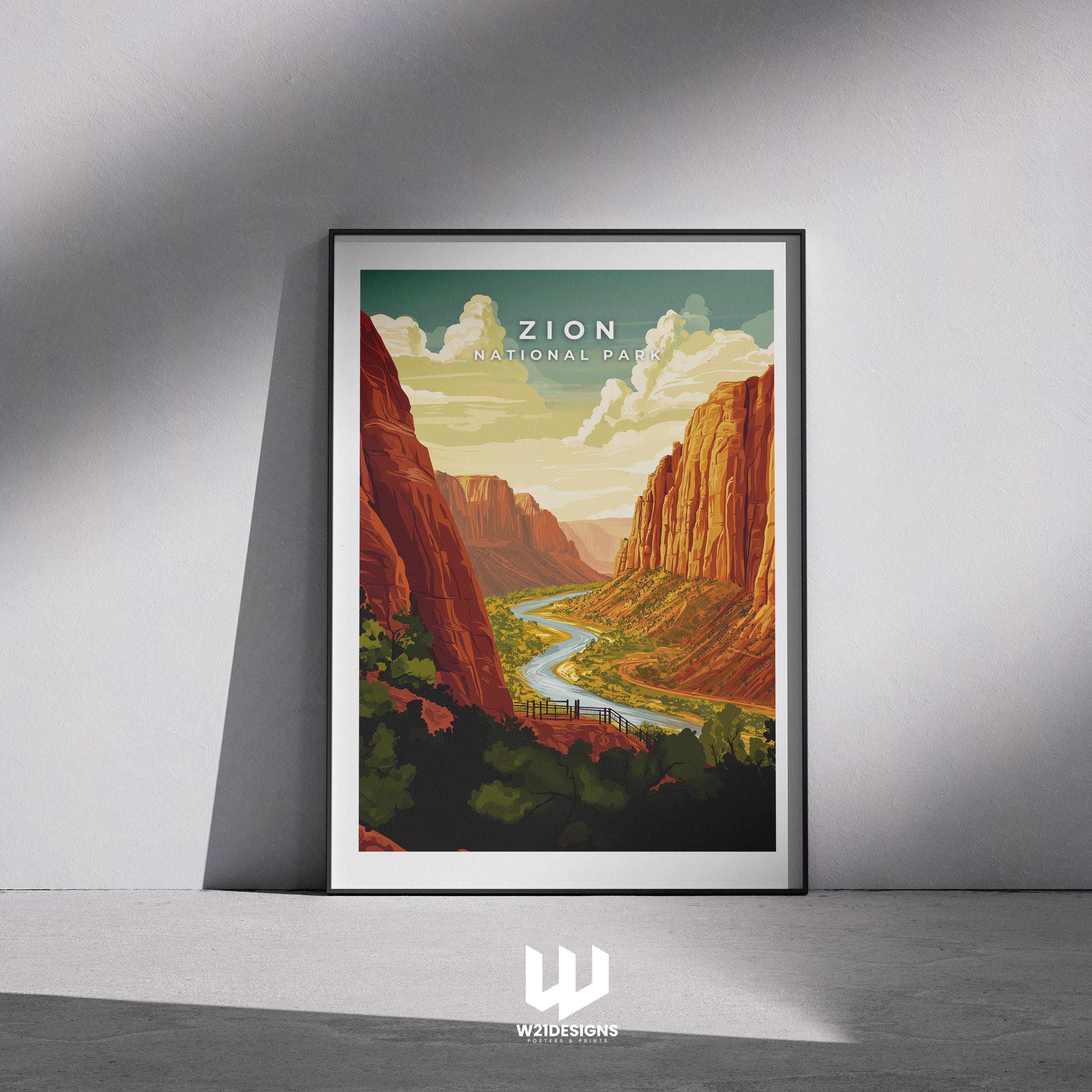 Zion National Park Poster: Utah Landscape Art Print