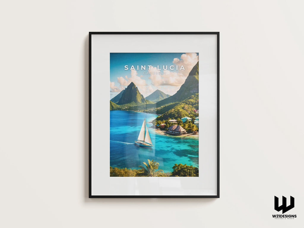 Saint Lucia Travel Poster: Caribbean Island Paradise Art Print
