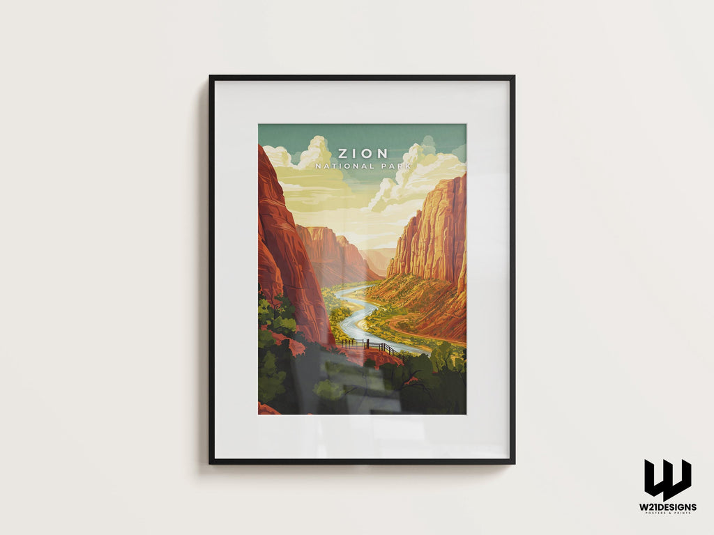 Zion National Park Poster: Utah Landscape Art Print