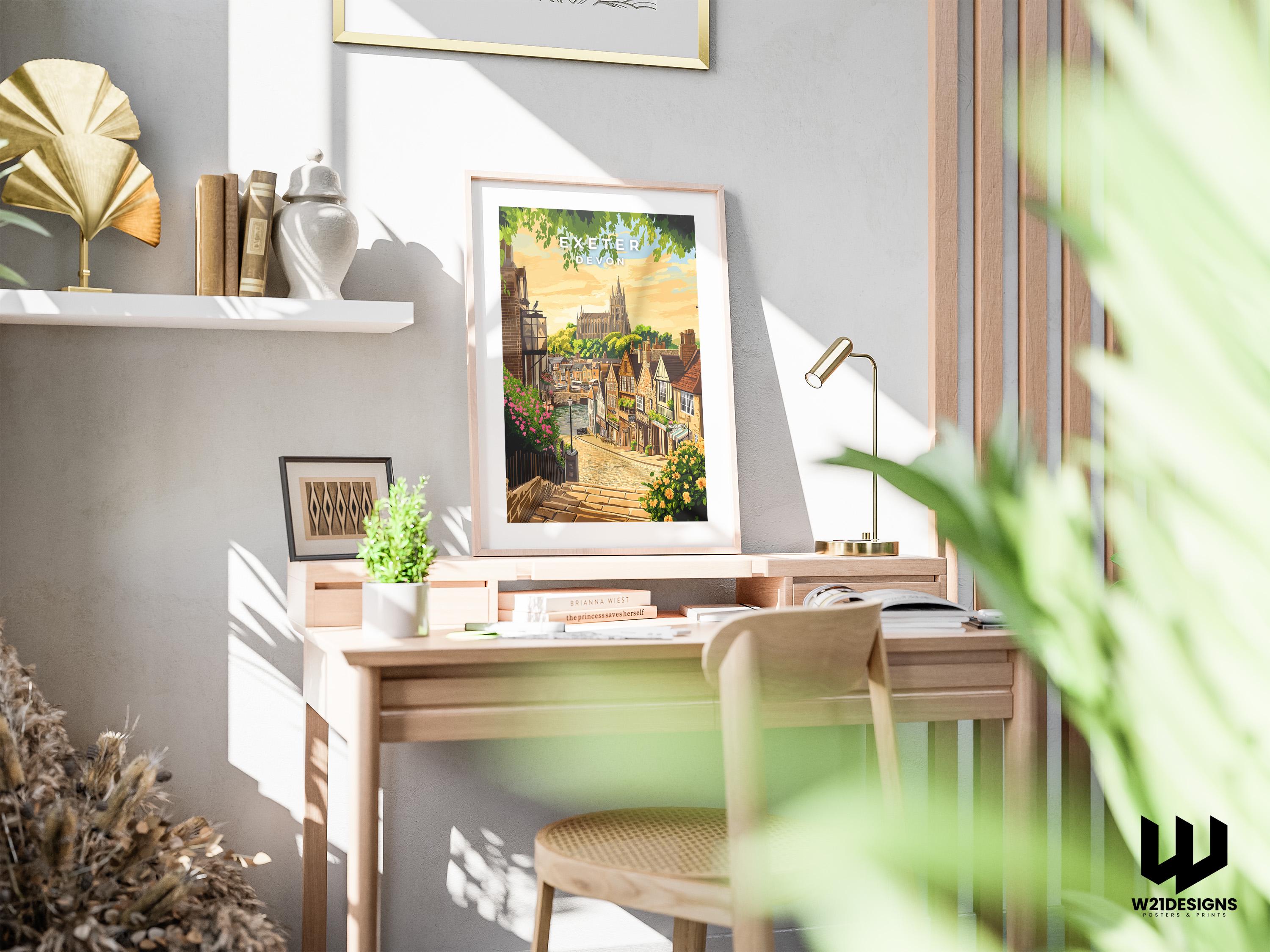 Exeter England Travel Poster: Vintage-Style Wall Art