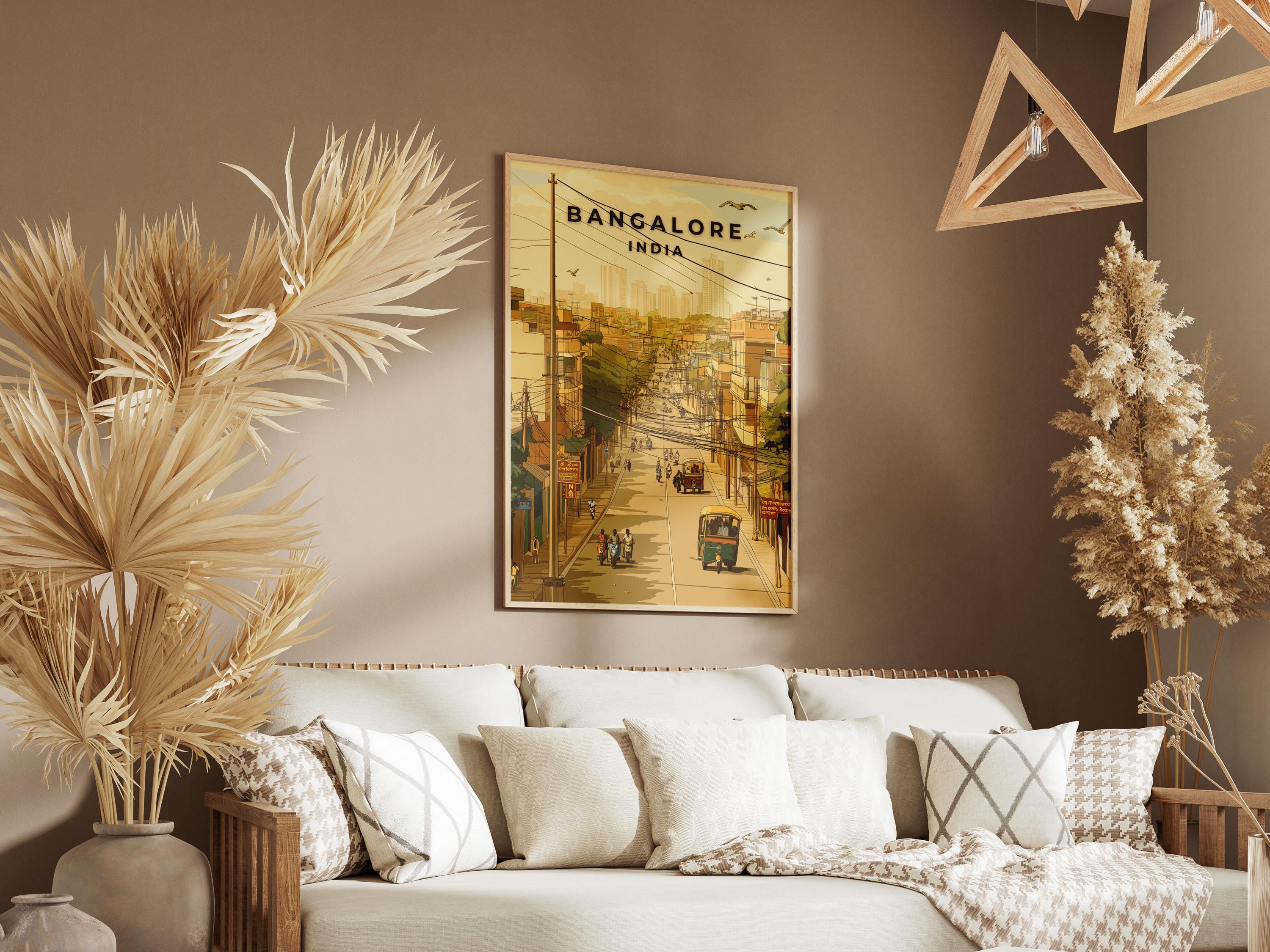 Bangalore India Travel Poster: Urban Cityscape Art Print