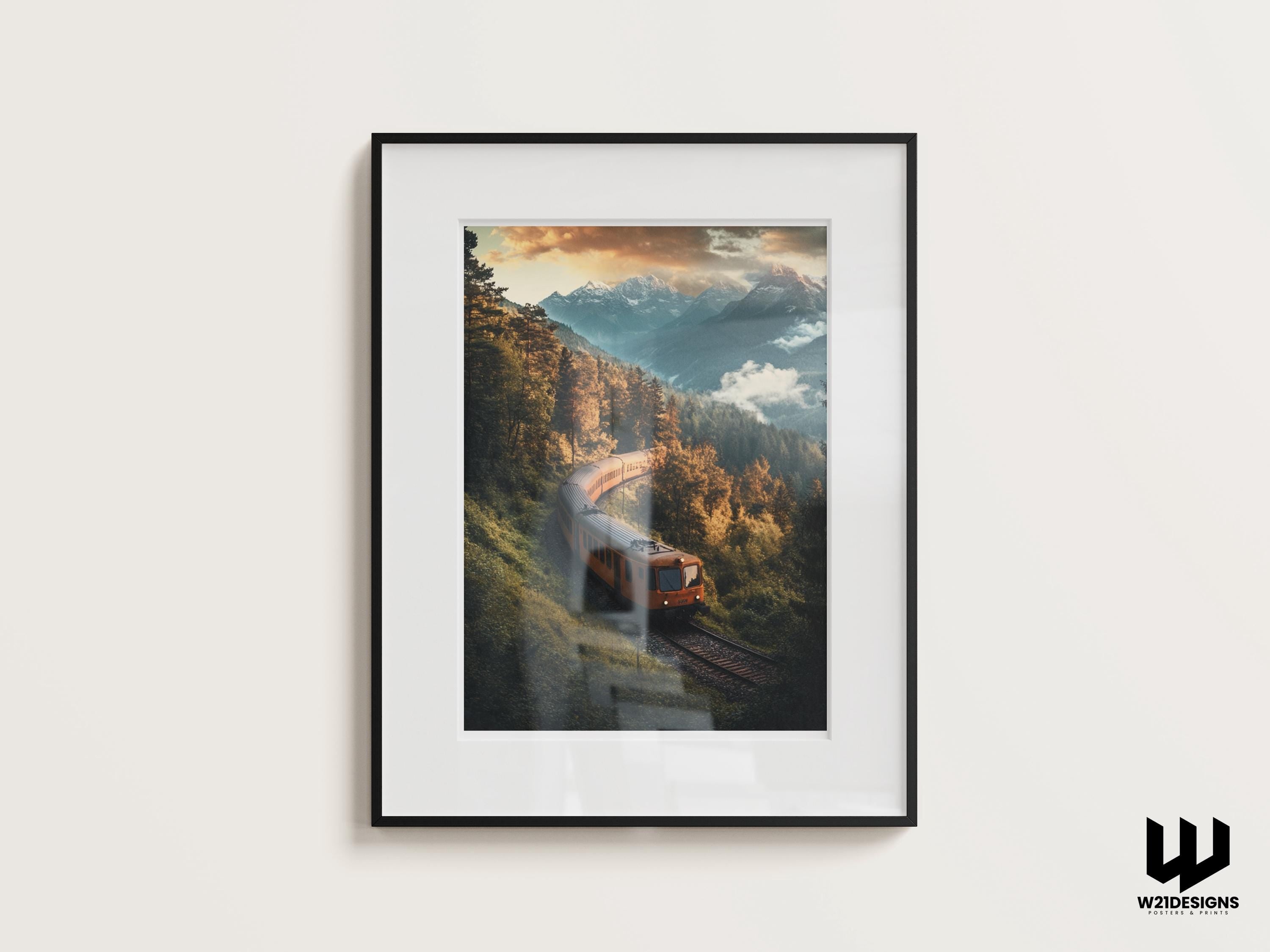 Vintage Train Poster: Scenic Mountain Railway Travel Print
