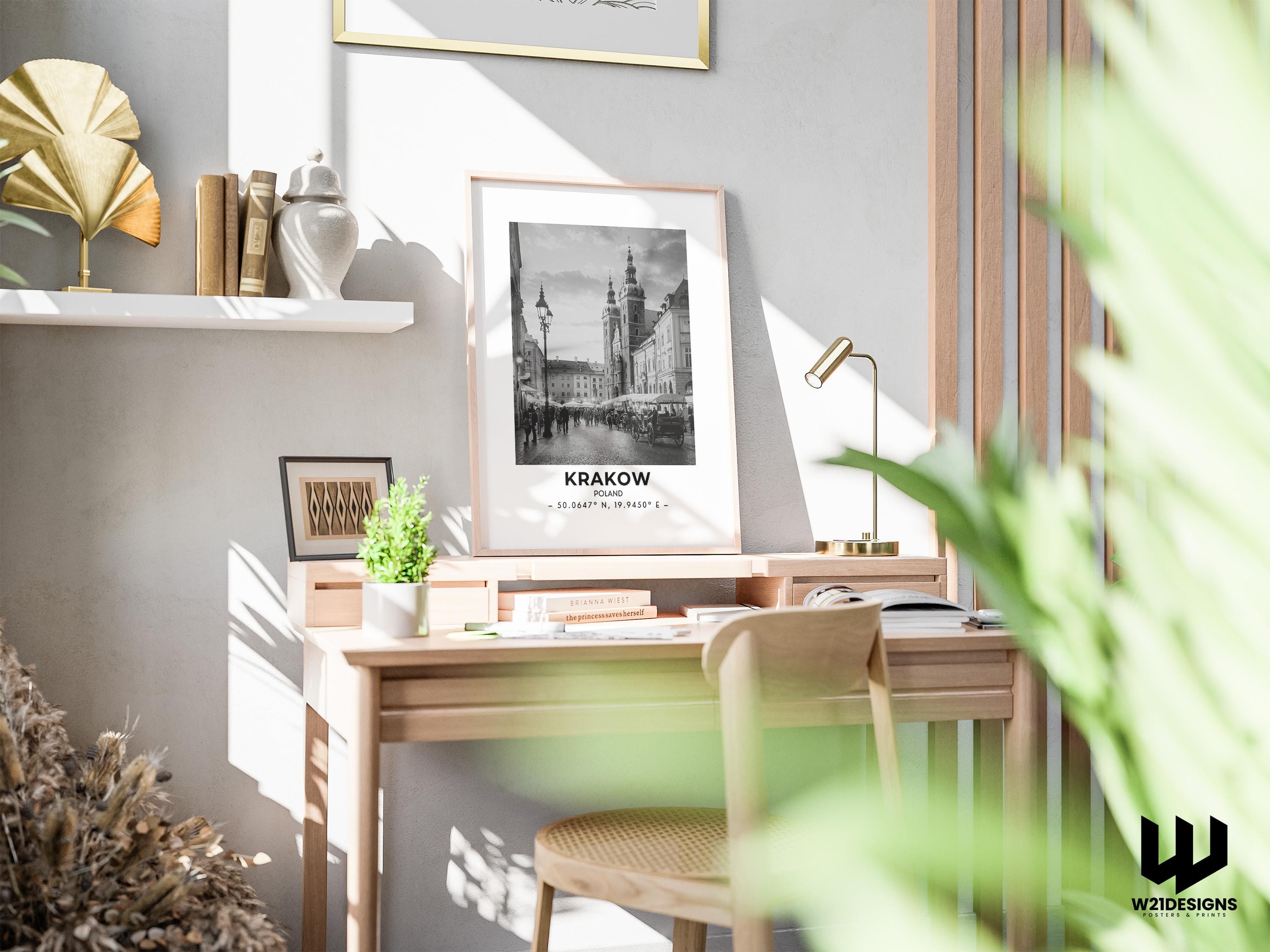 Krakow Poland Travel Print: Historic Cityscape Wall Art