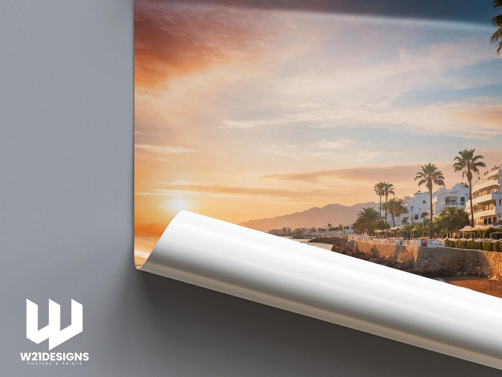 Marbella Sunset Beach Print: Costa del Sol Travel Poster