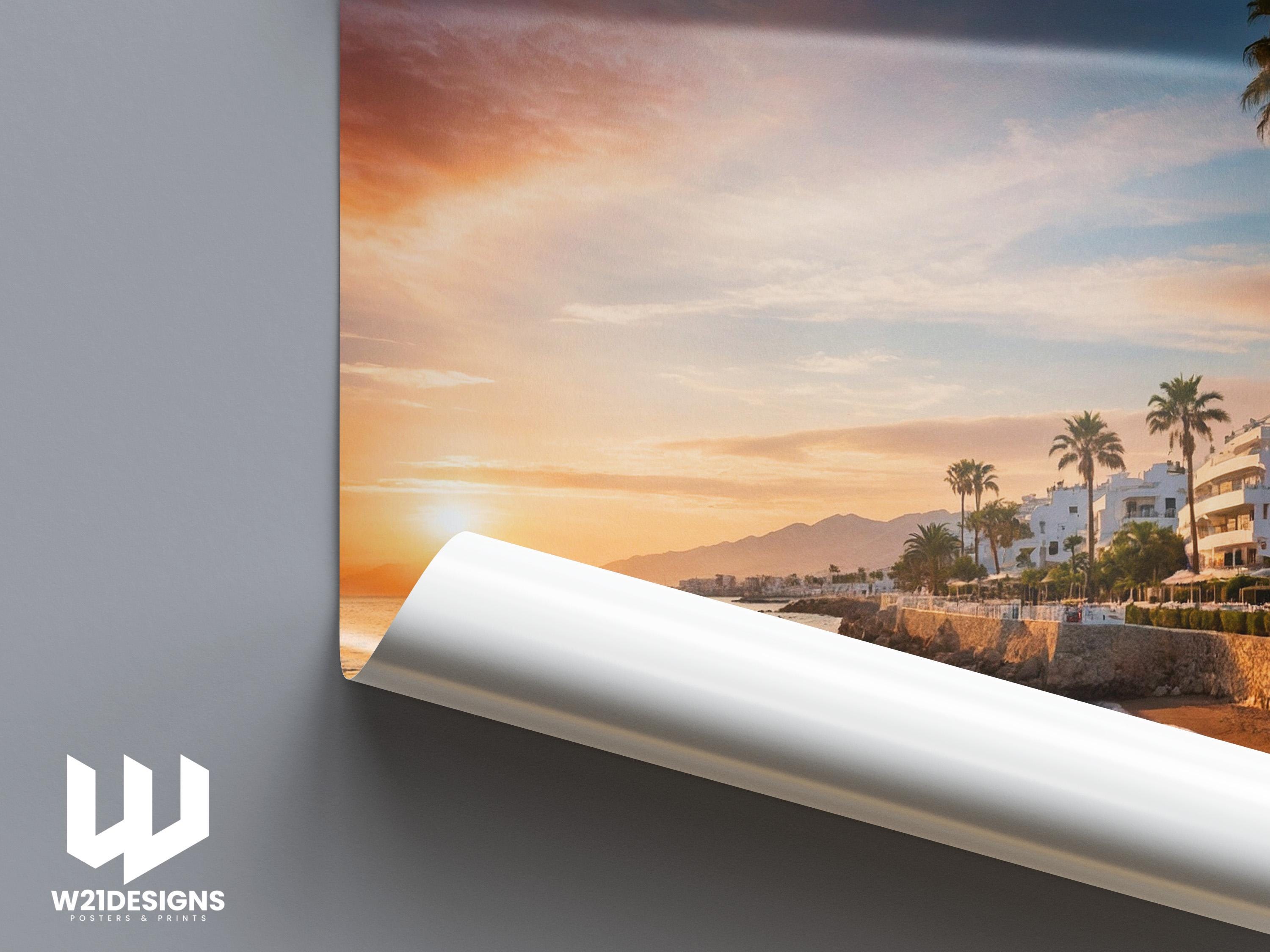 Marbella Sunset Beach Print: Costa del Sol Travel Poster