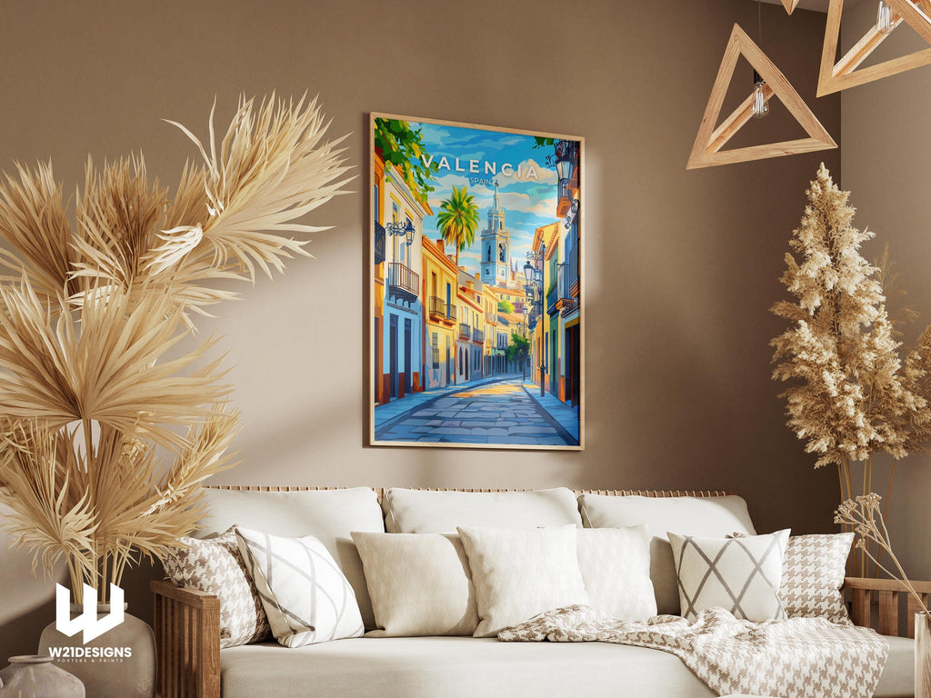 Valencia Old Town Print: Spain Travel Poster, Mediterranean Art