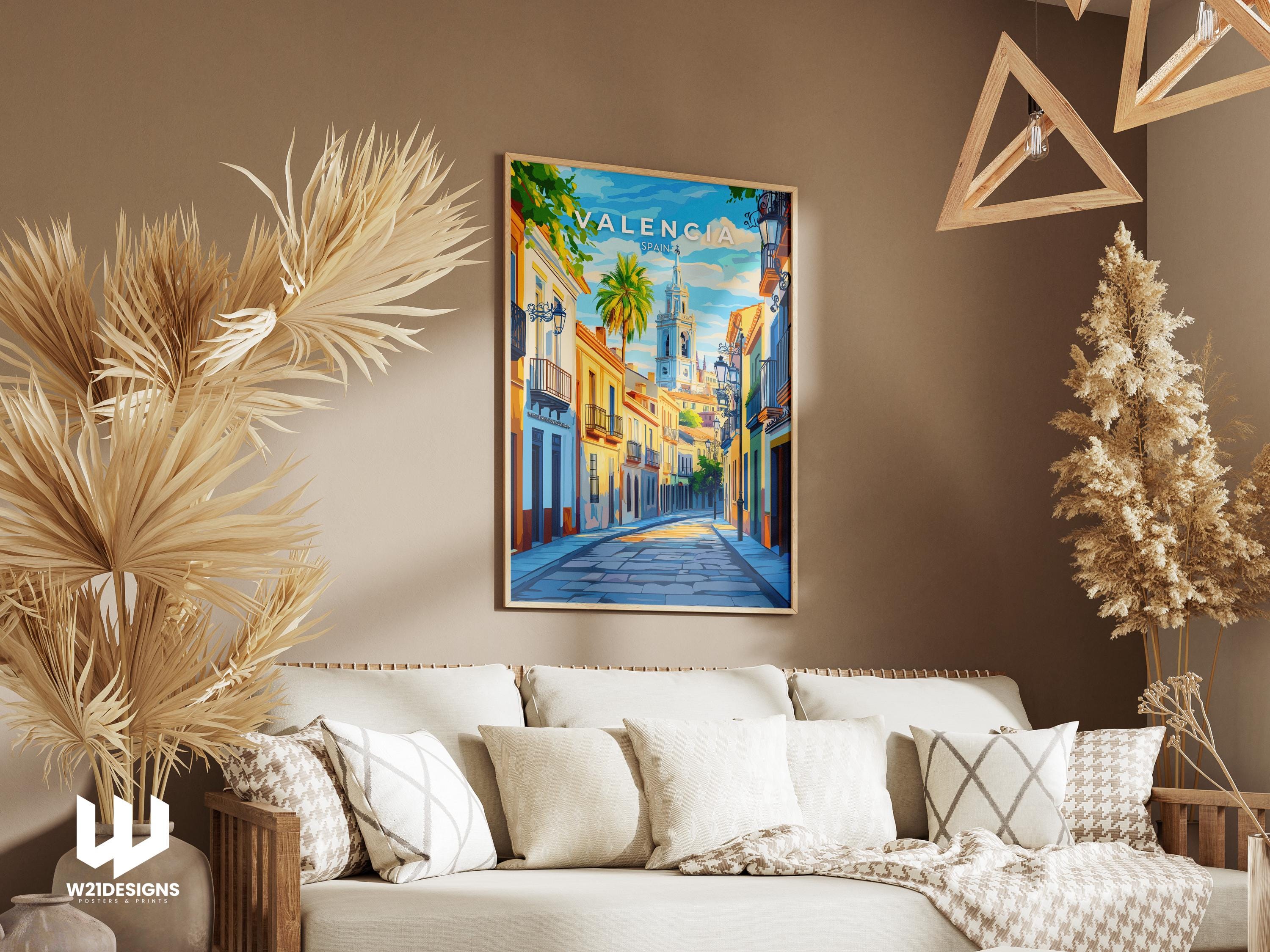 Valencia Old Town Print: Spain Travel Poster, Mediterranean Art