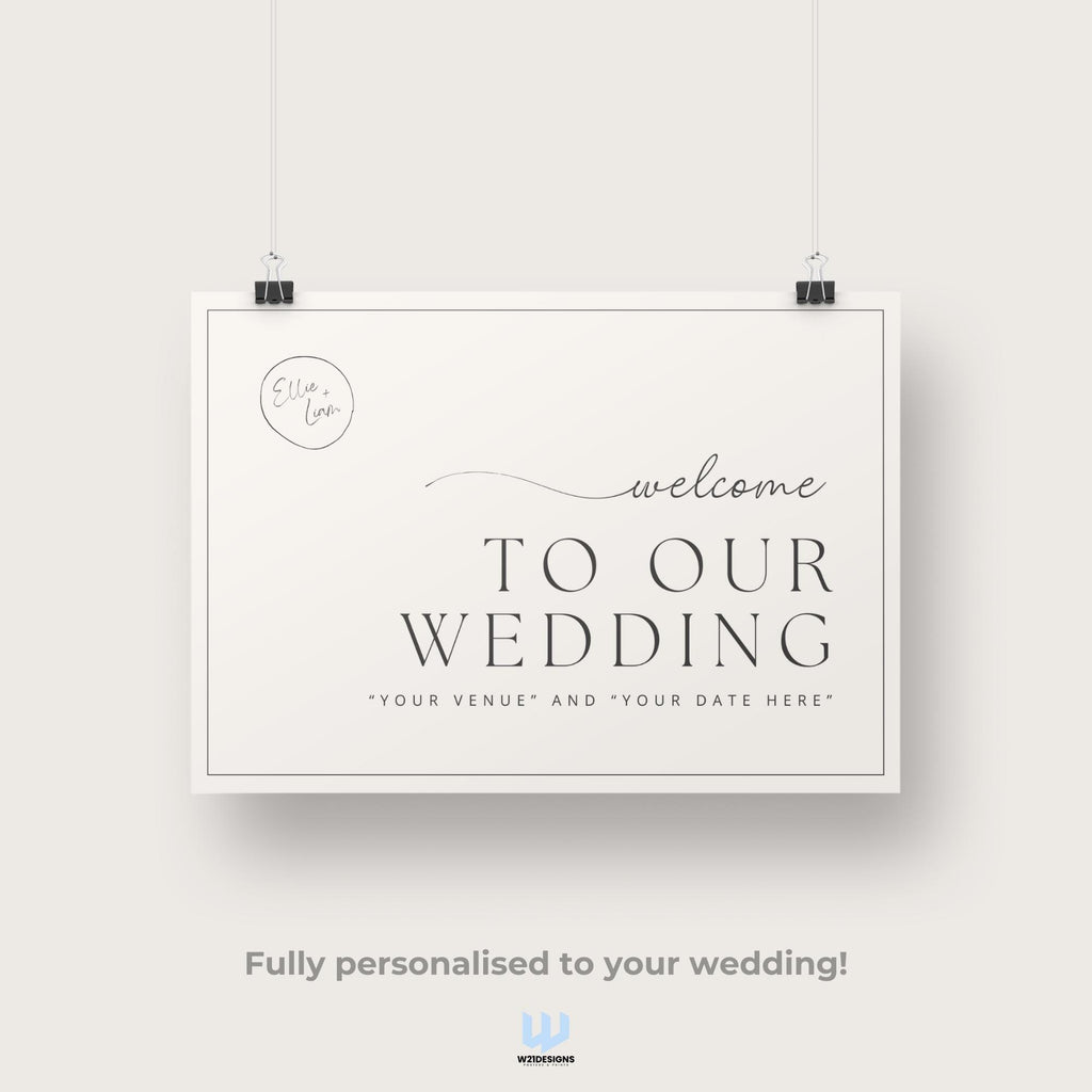 Wedding Welcome Sign | Personalised Minimalist Decor | Custom Editable Venue & Date Sign | Modern Reception Signage