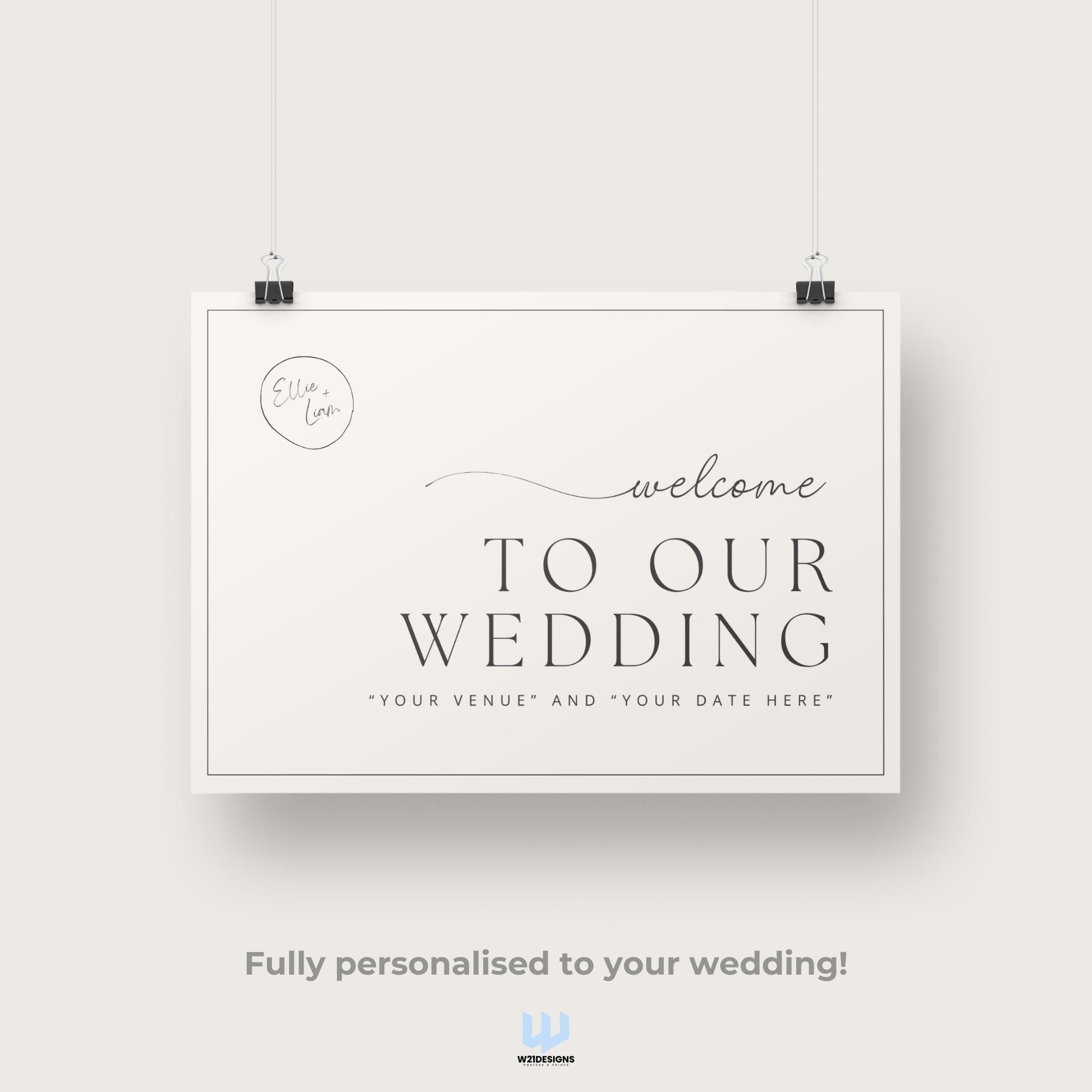 Wedding Welcome Sign | Personalised Minimalist Decor | Custom Editable Venue & Date Sign | Modern Reception Signage