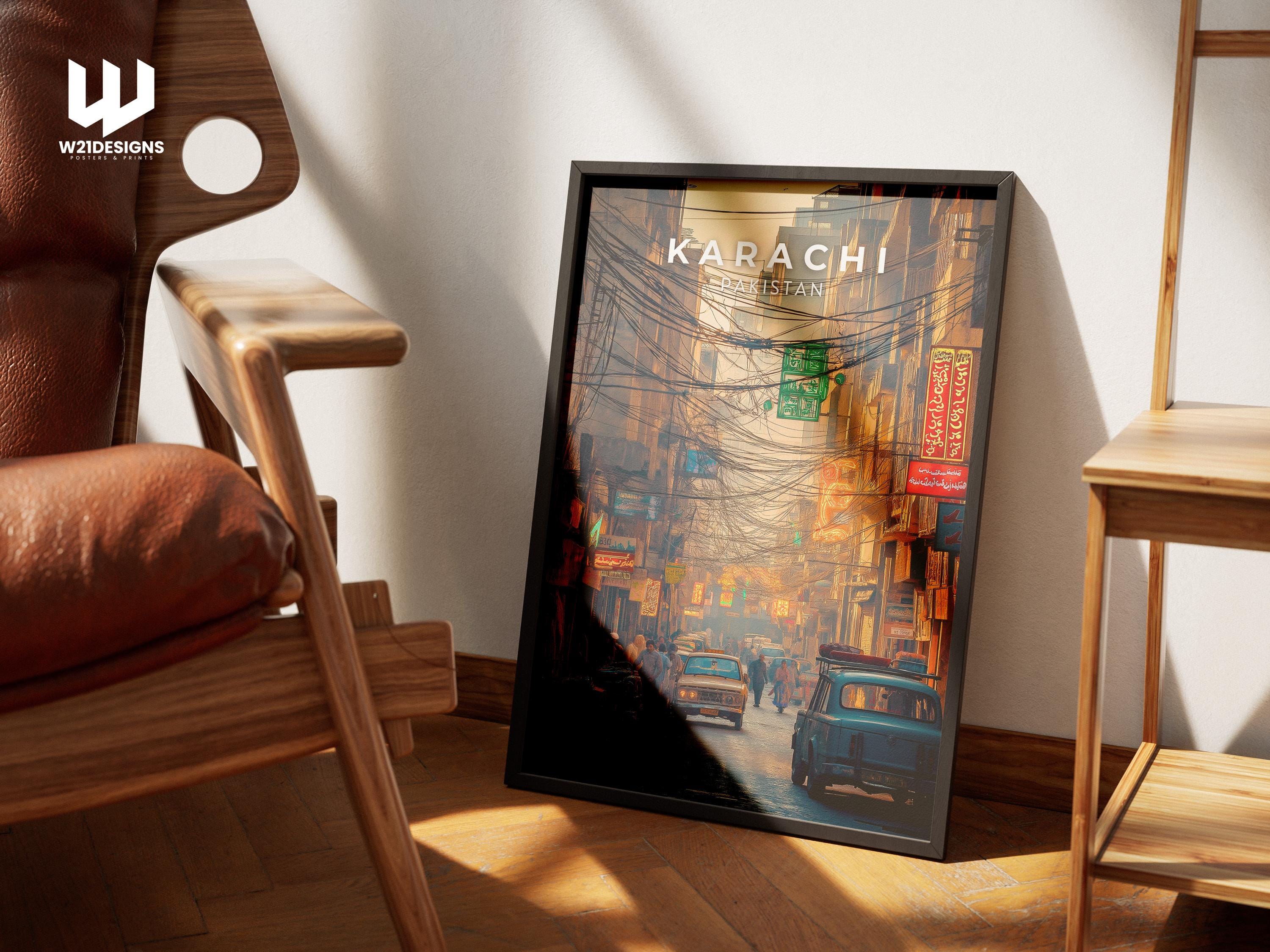 Karachi Pakistan Travel Print: Vintage Cityscape Wall Art