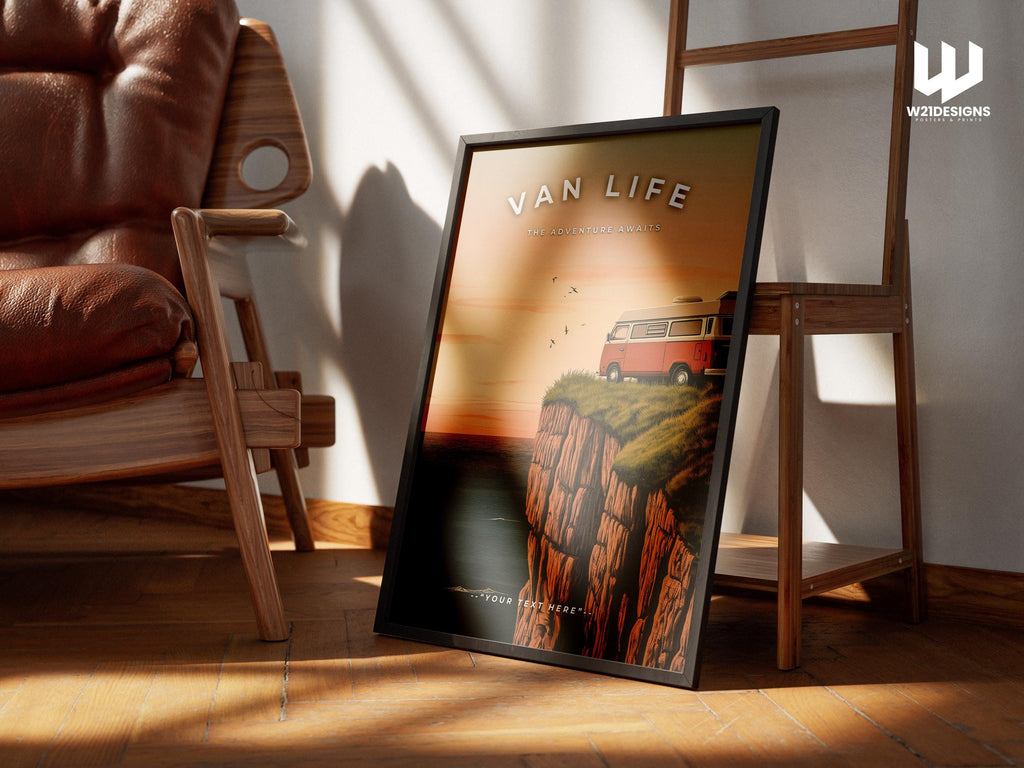 Custom Camper Van Print: Van Life Adventure Travel Poster