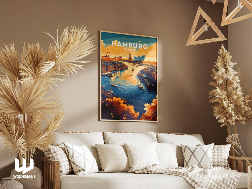 Hamburg Germany Art Print: Elbphilharmonie, HafenCity Travel Poster