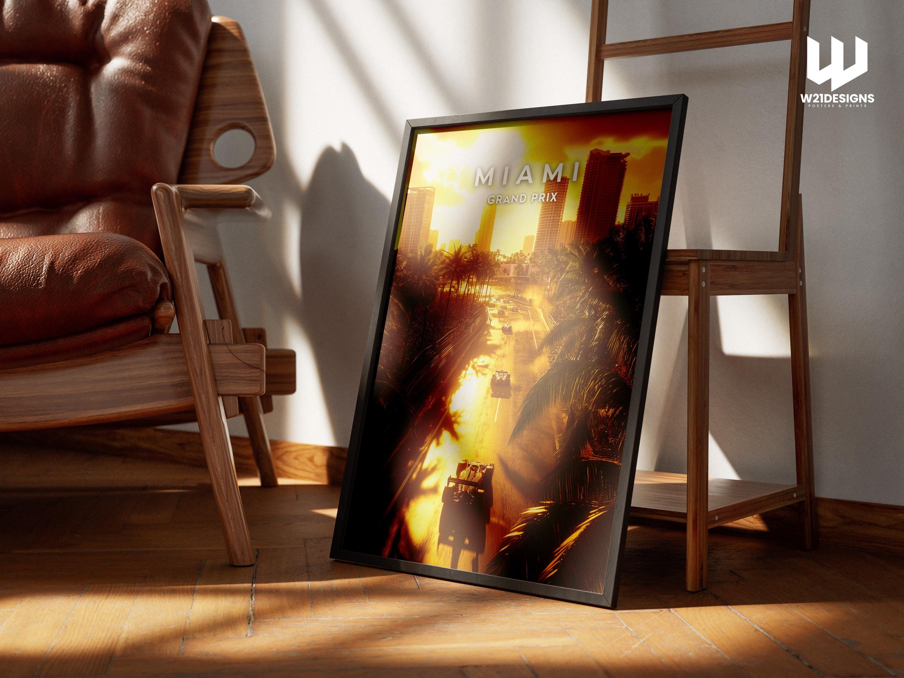 Miami Grand Prix Poster: F1 Racing Sunset Art Print