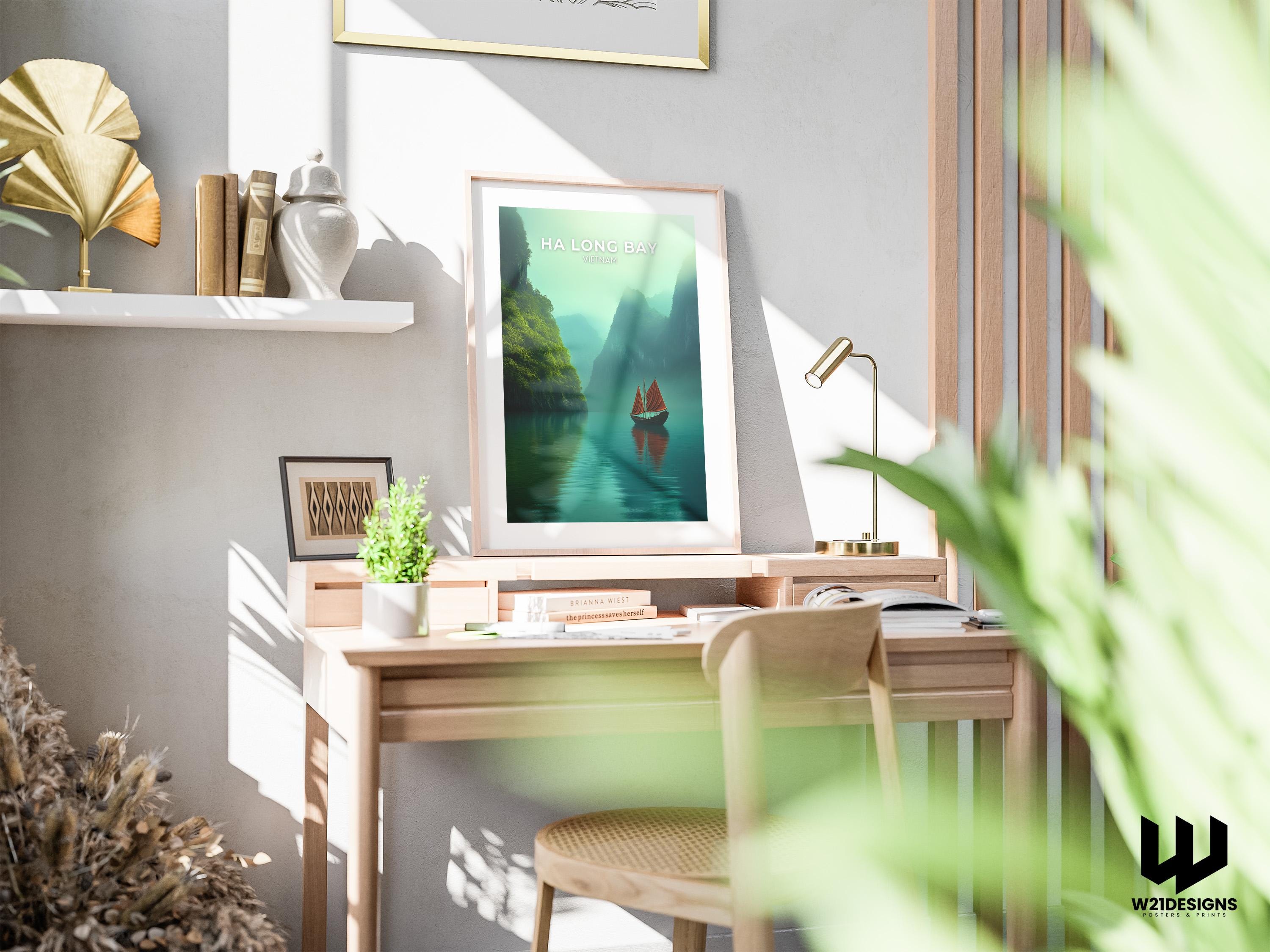 Ha Long Bay Travel Poster: Vietnam Landscape Art Print